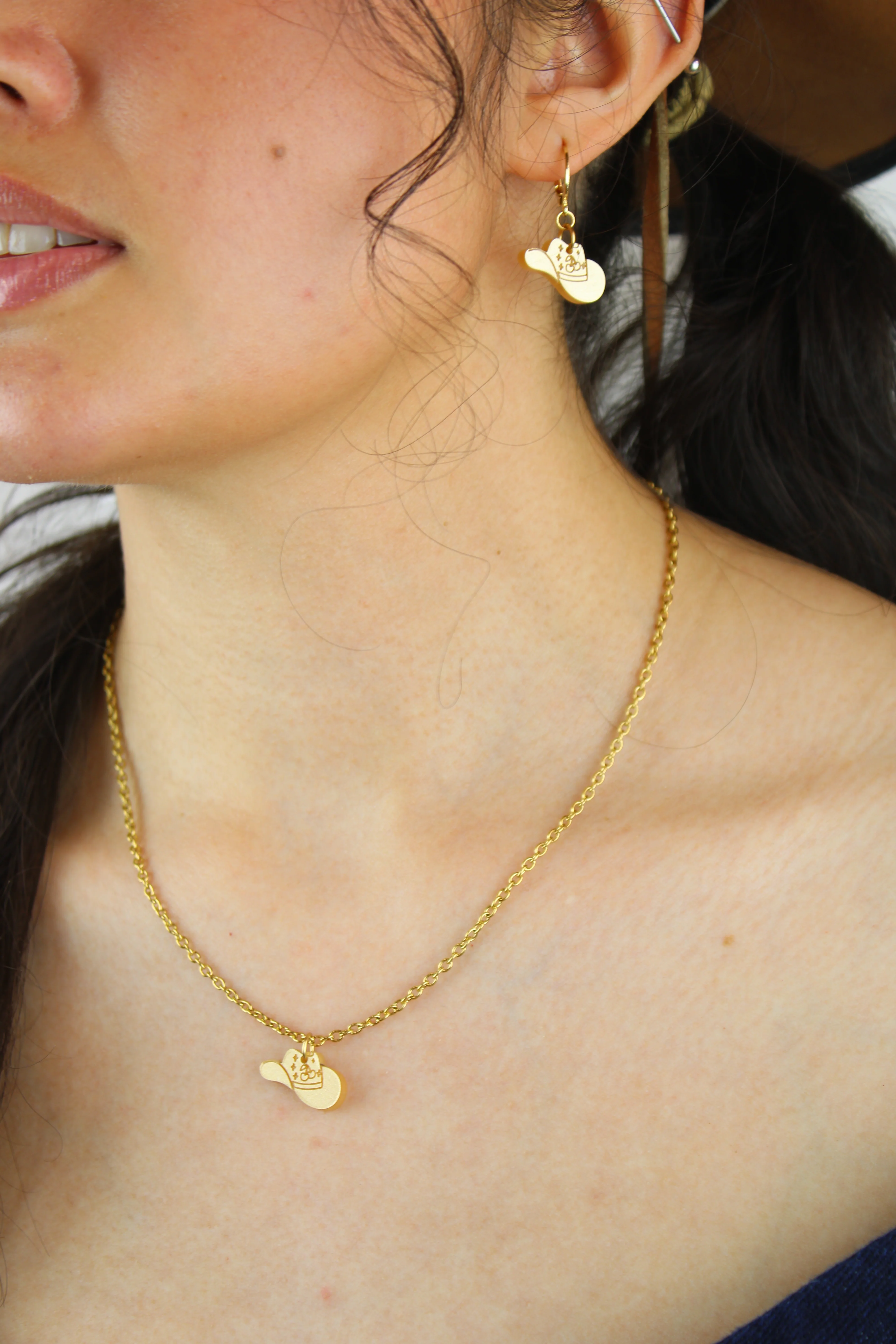 Mini Gold Cowboy Hat Necklace - Image 7