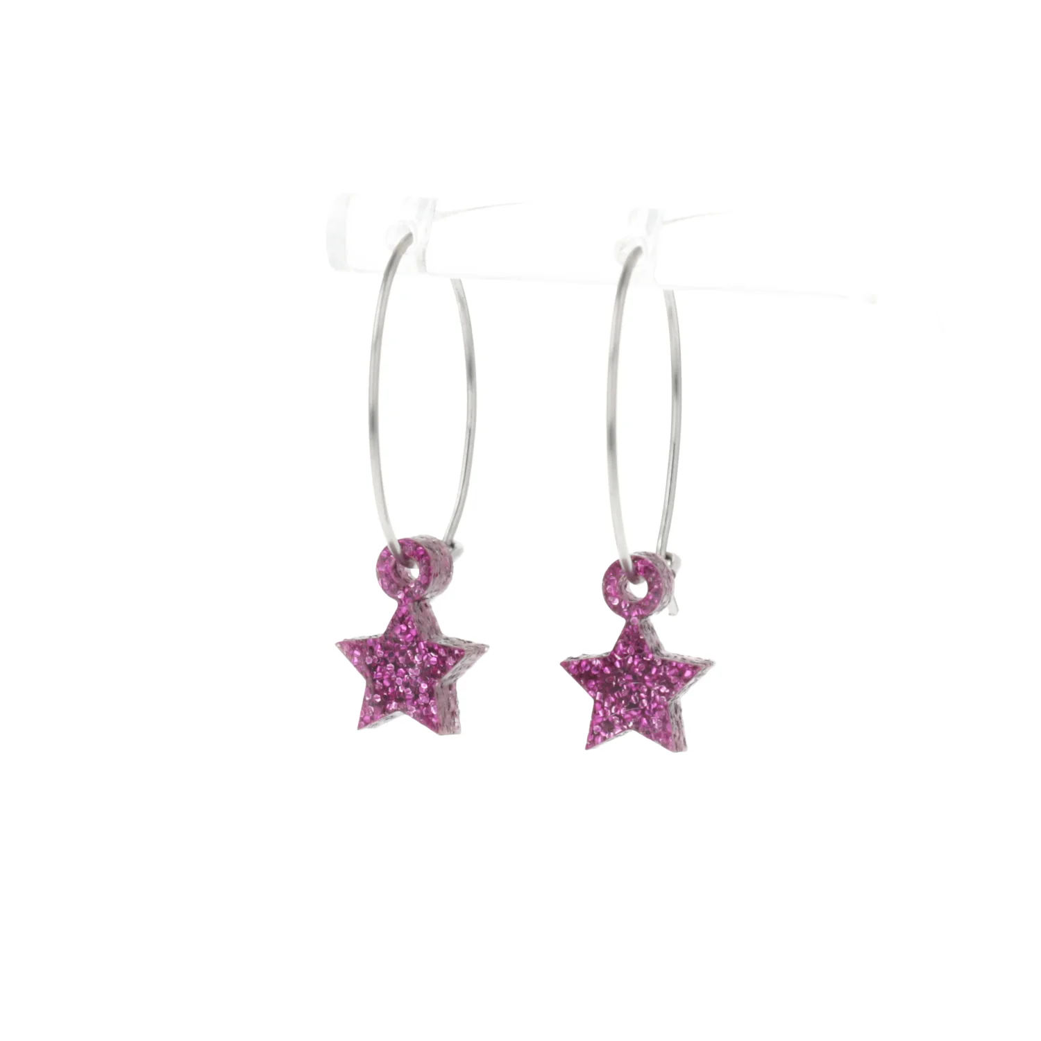 Mini Purple Glitter Star Hoop Earrings - Image 7