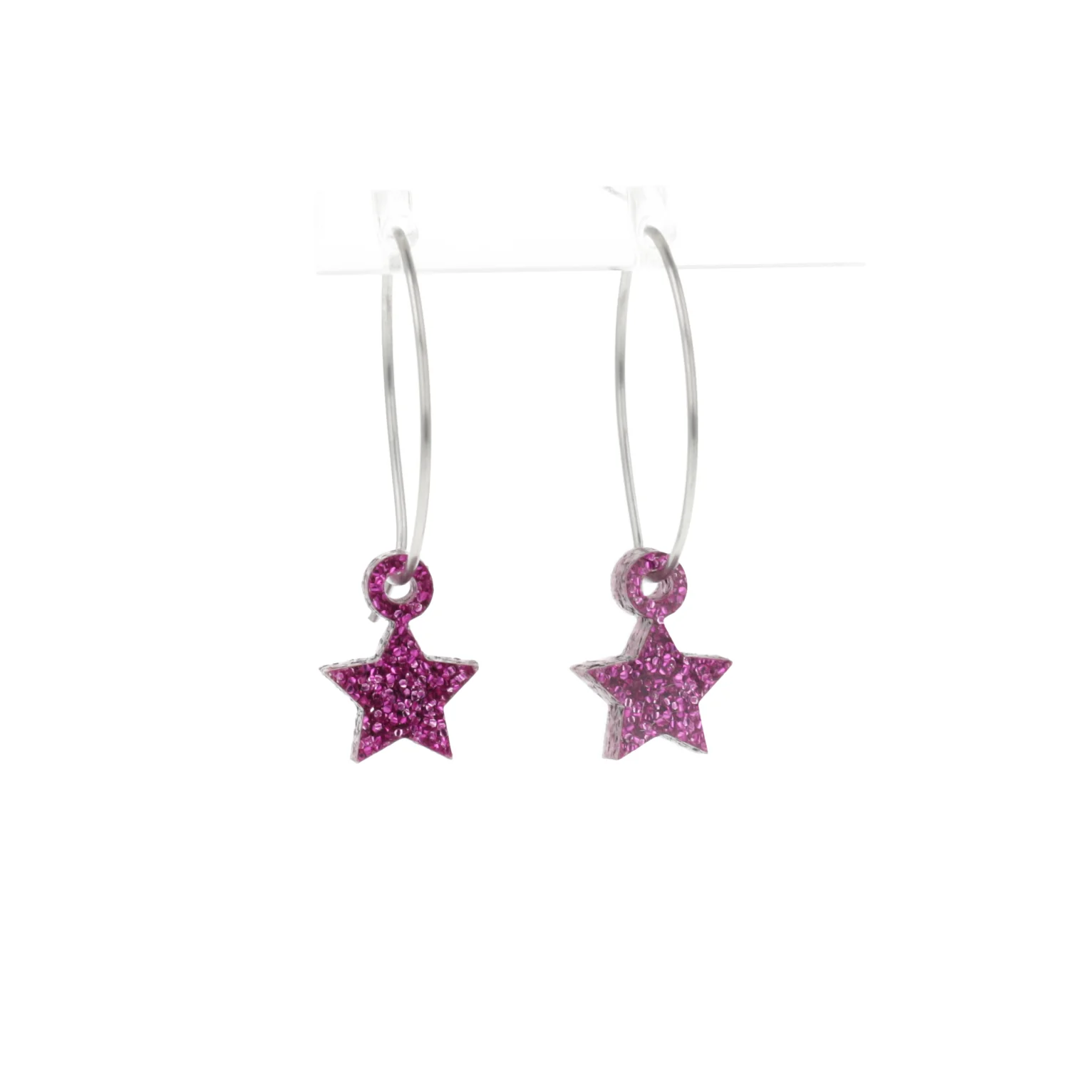 Mini Purple Glitter Star Hoop Earrings - Image 8