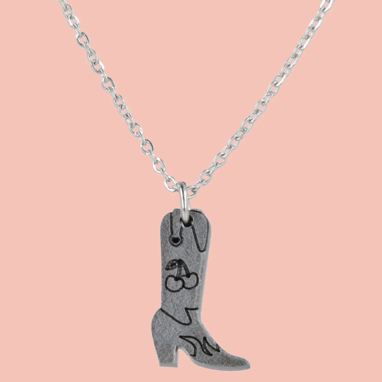 Mini Silver Cowboy Boot Necklace