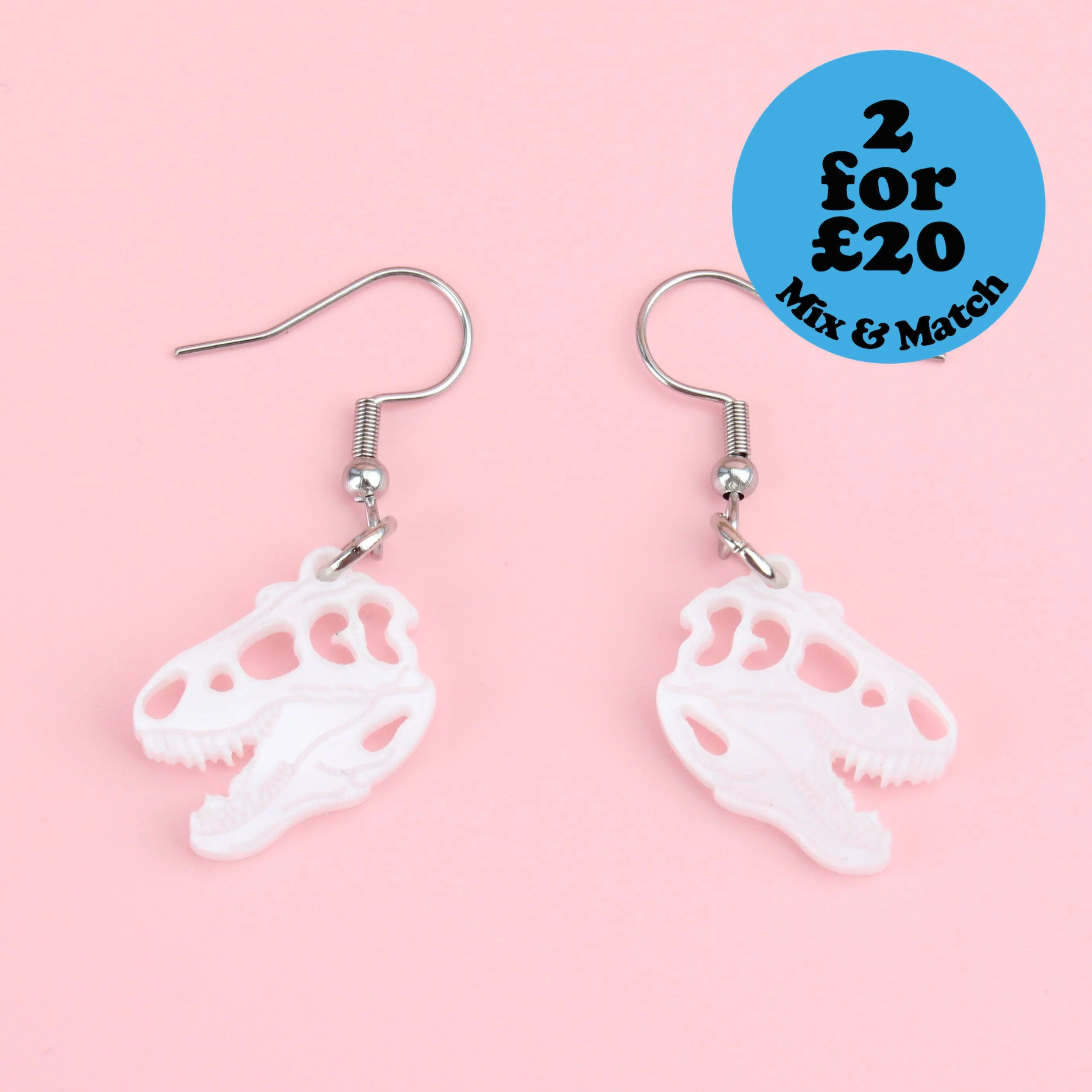 Mini T-Rex Skull Earrings