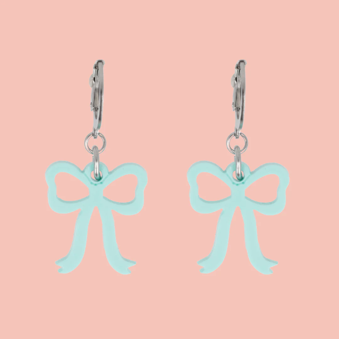 Mini Turquoise Bow Huggie Hoop Earrings