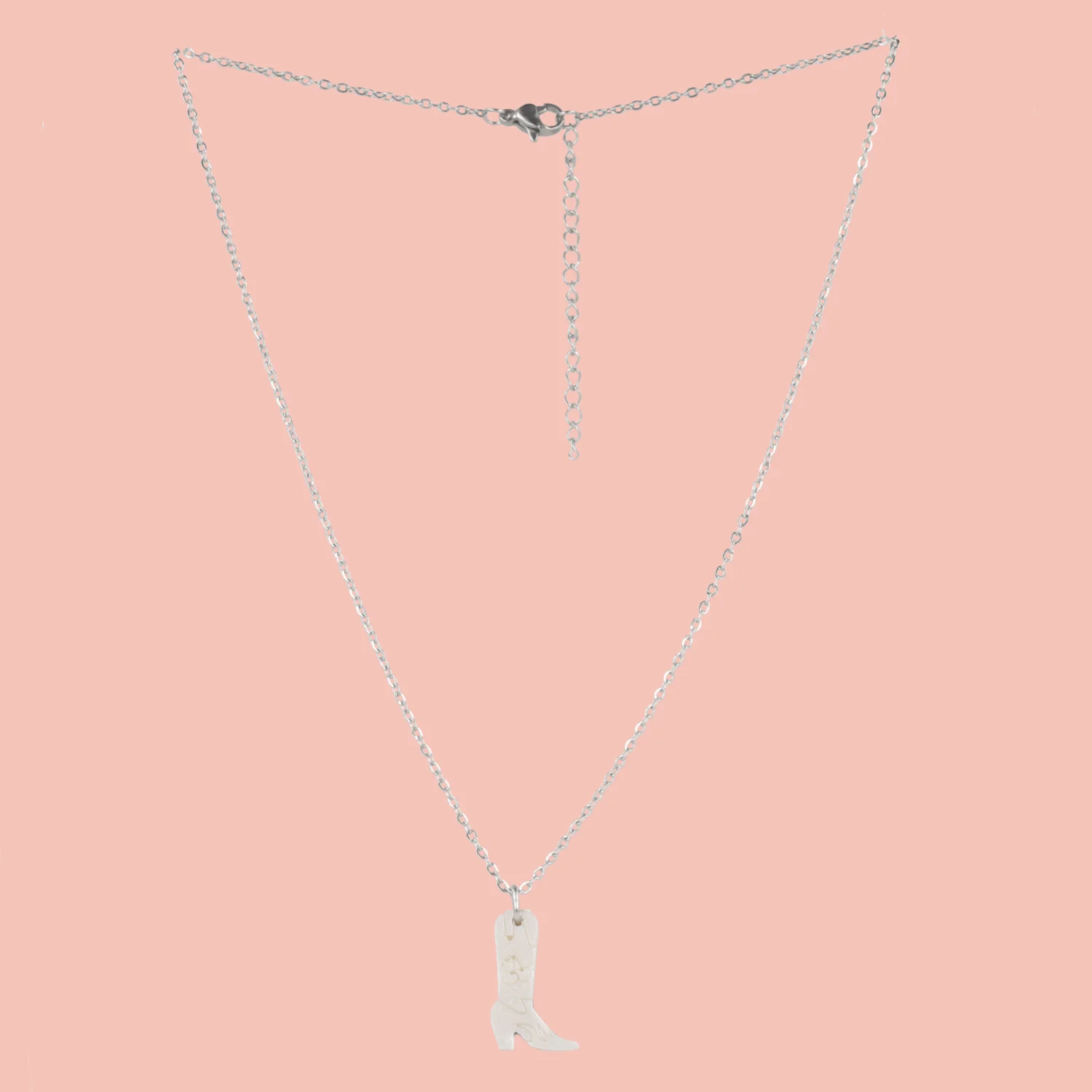 Mini White Cowboy Boot Necklace - Image 4