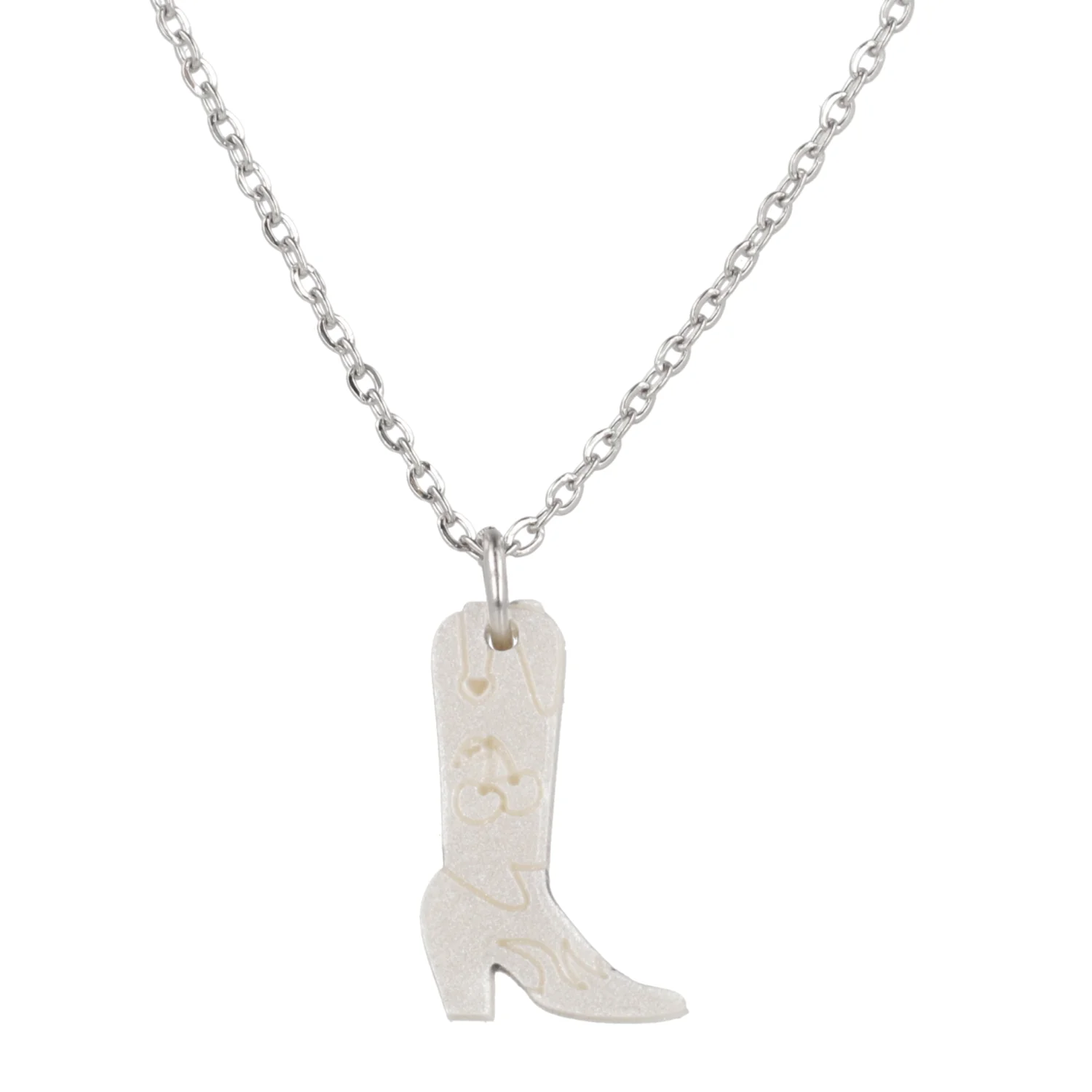Mini White Cowboy Boot Necklace - Image 8