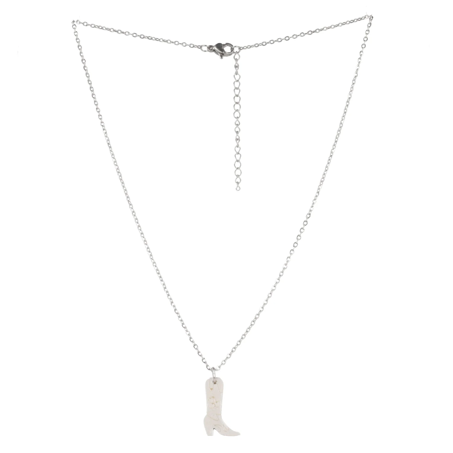 Mini White Cowboy Boot Necklace - Image 9