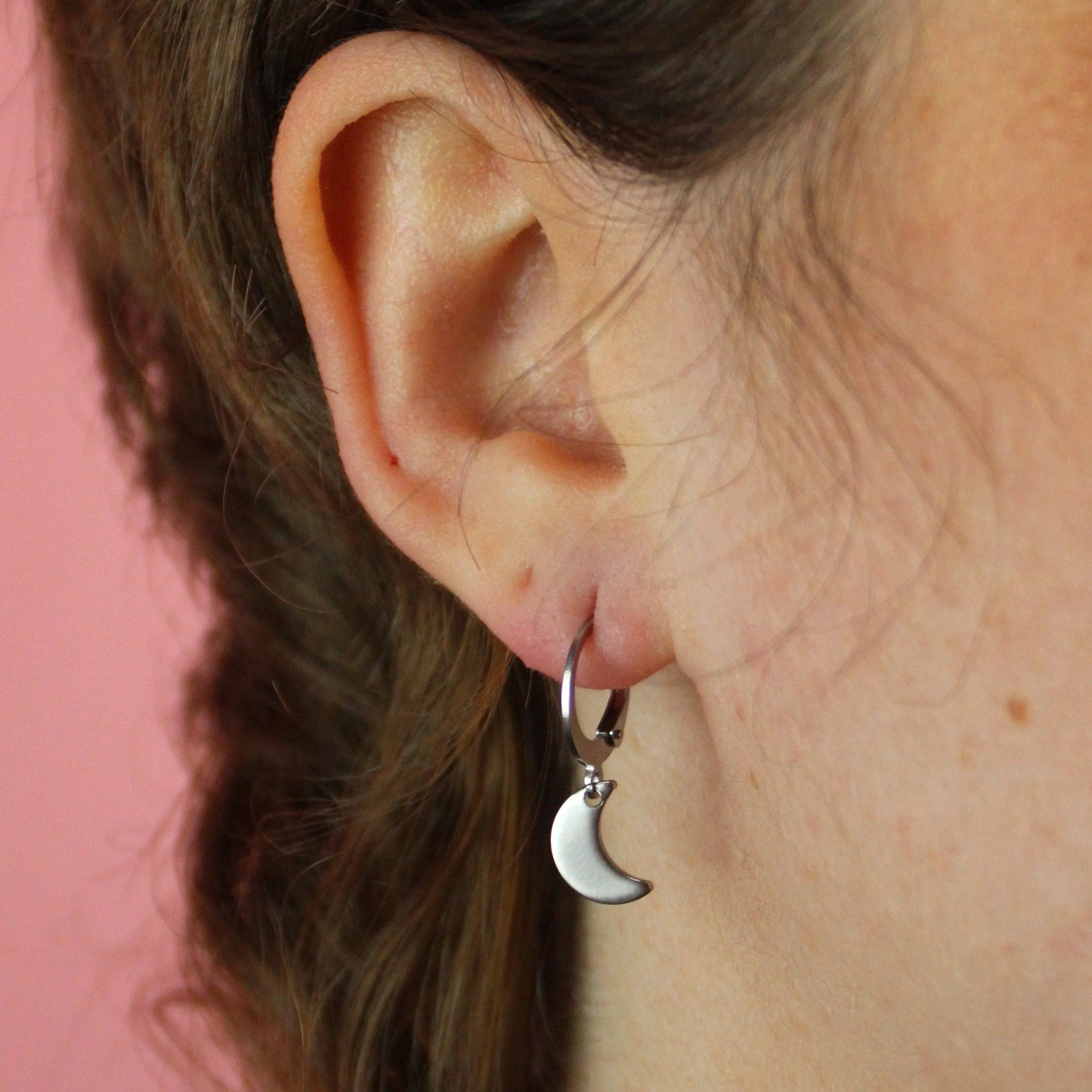 Moon Drop Hoop Earrings