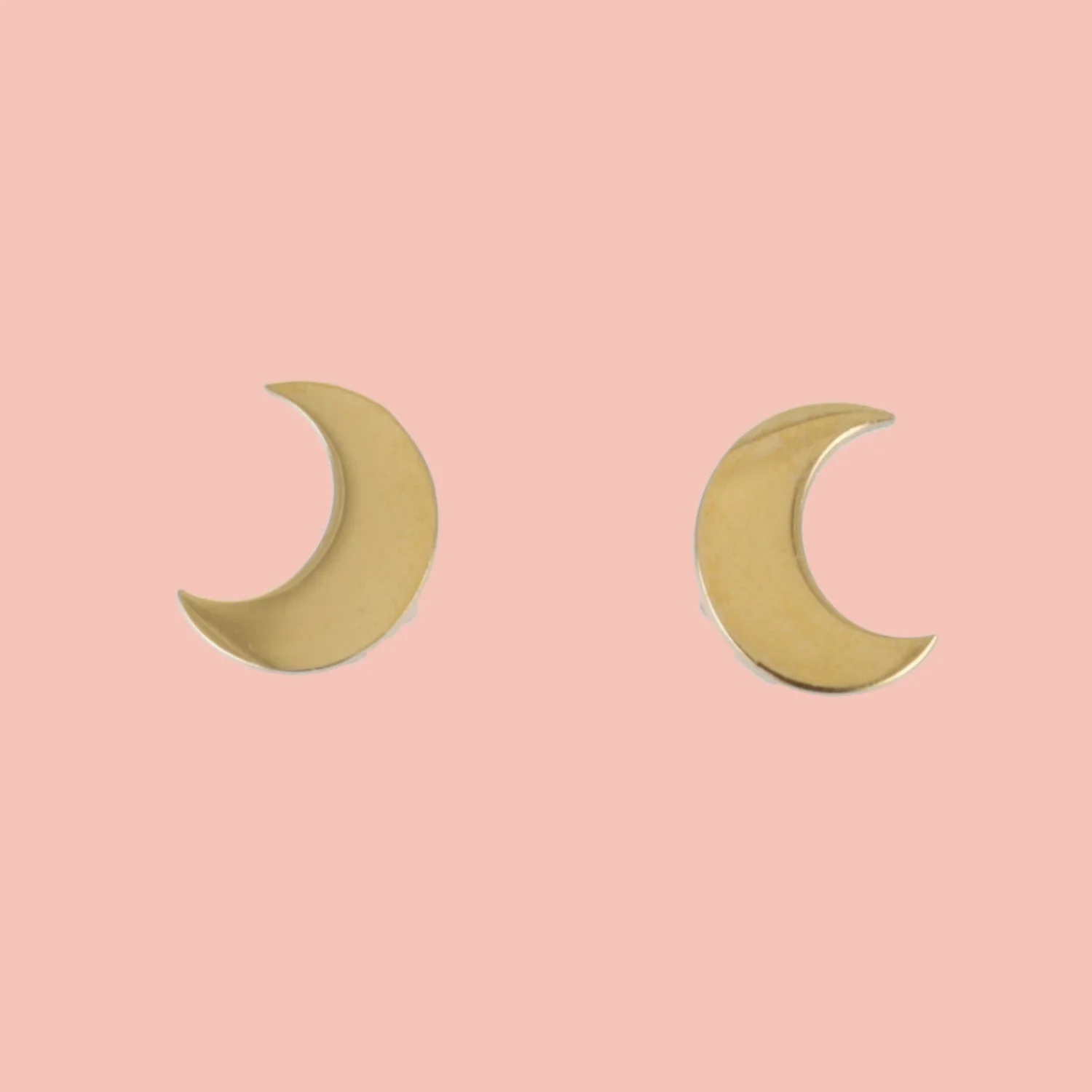 Moon Stud Earrings (Gold Plated)