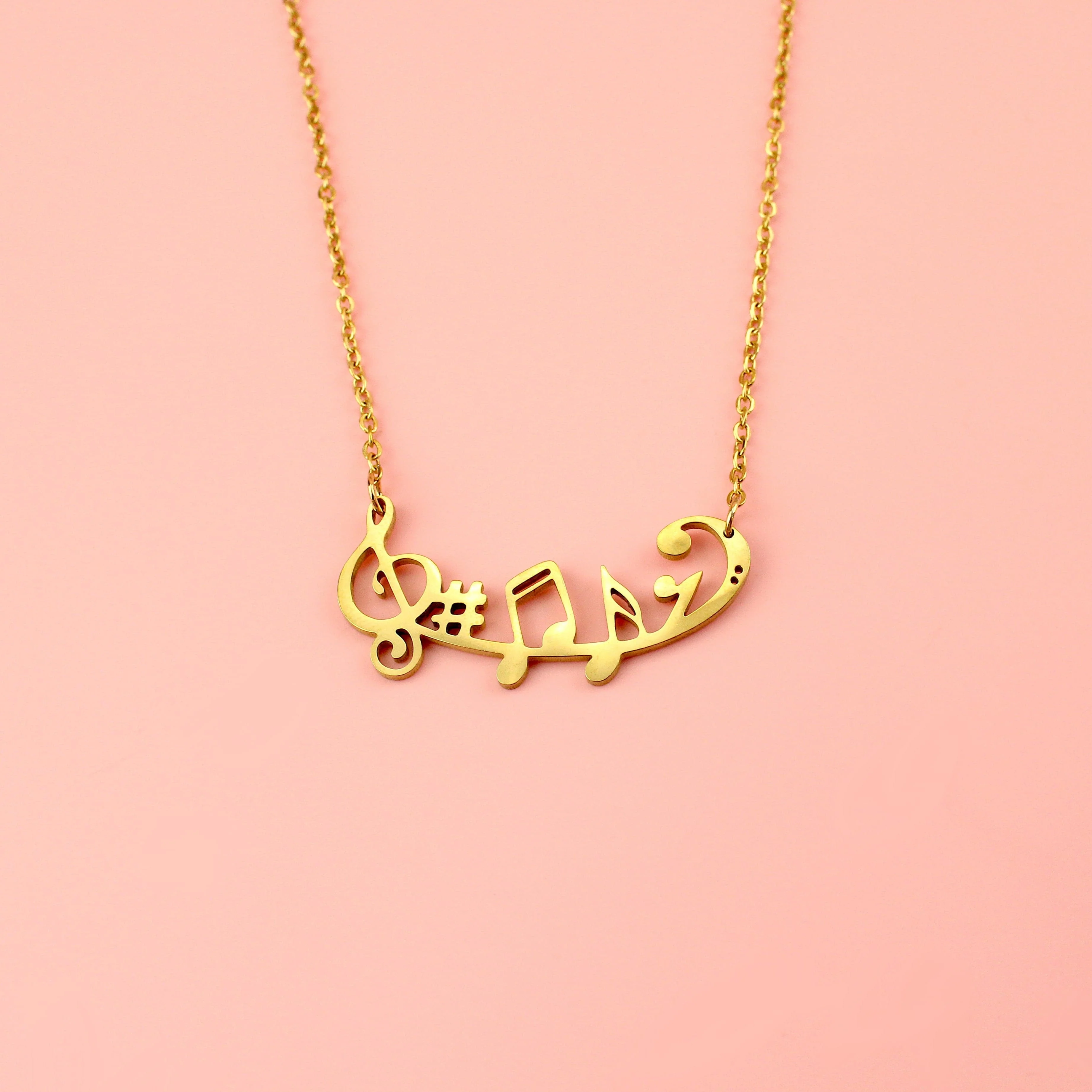 Music Note Necklace (Gold Plated)