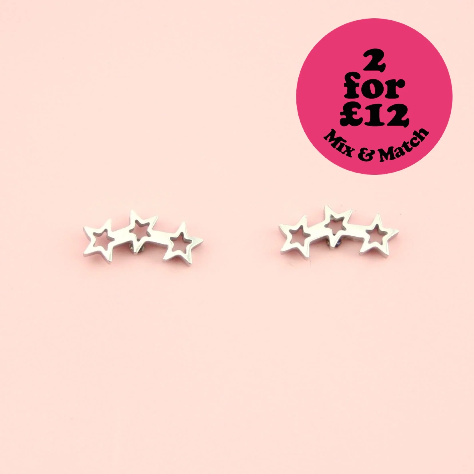 Open Triple Star Stud Earrings
