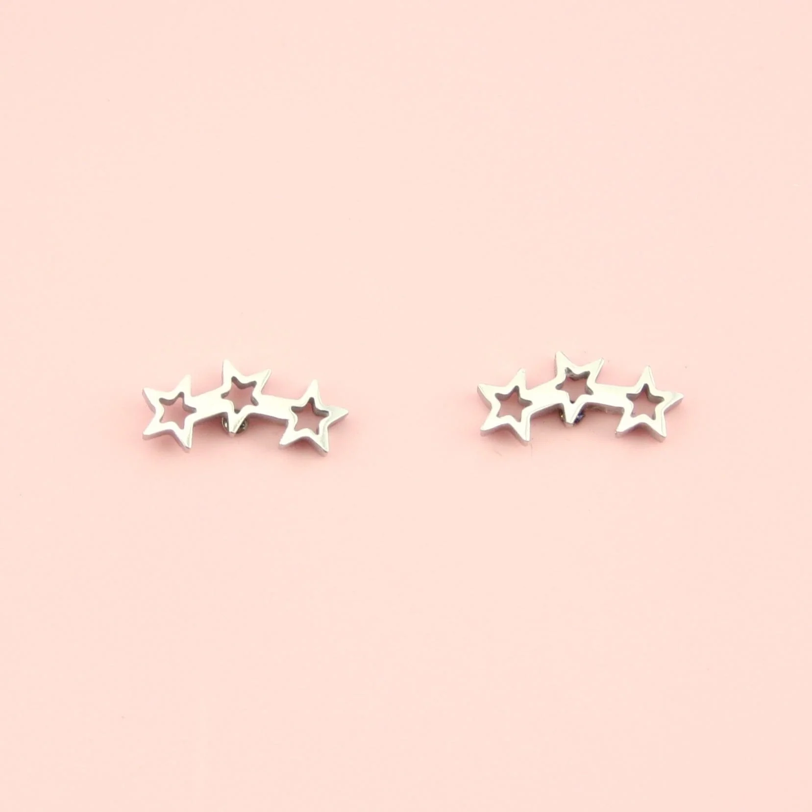 Open Triple Star Stud Earrings - Image 2