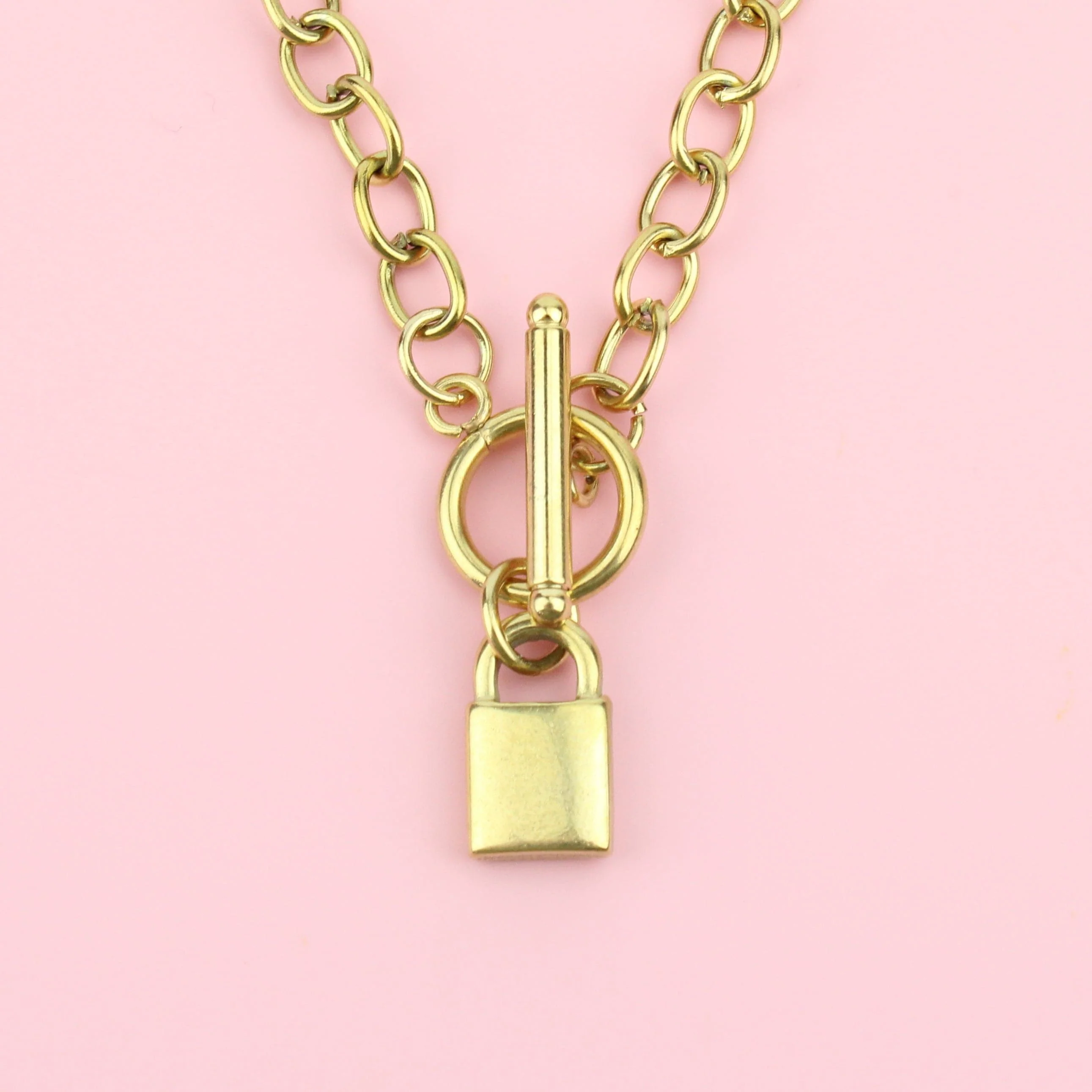 Padlock Chain Necklace (Gold Plated) - Image 2
