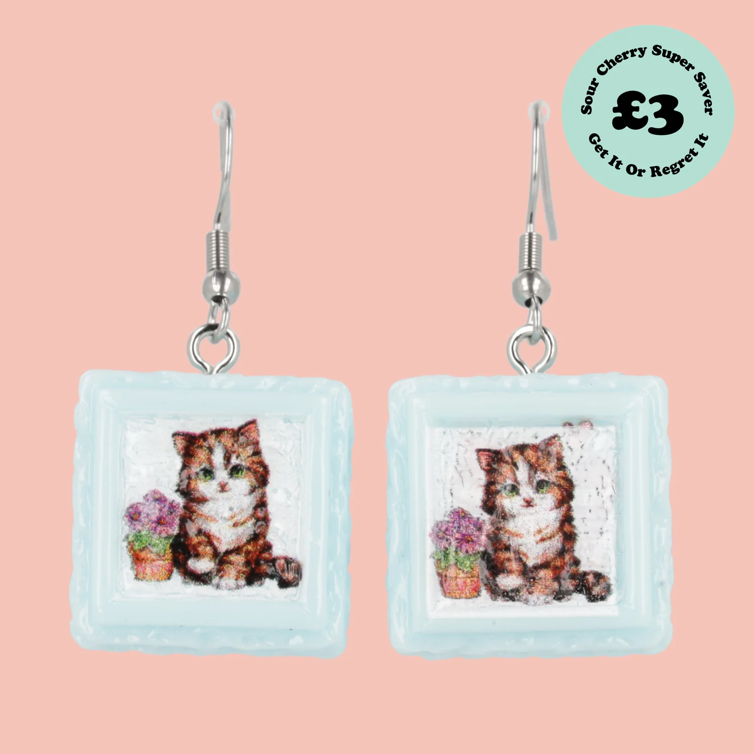 Pawtrait Cake Earrings - Blue