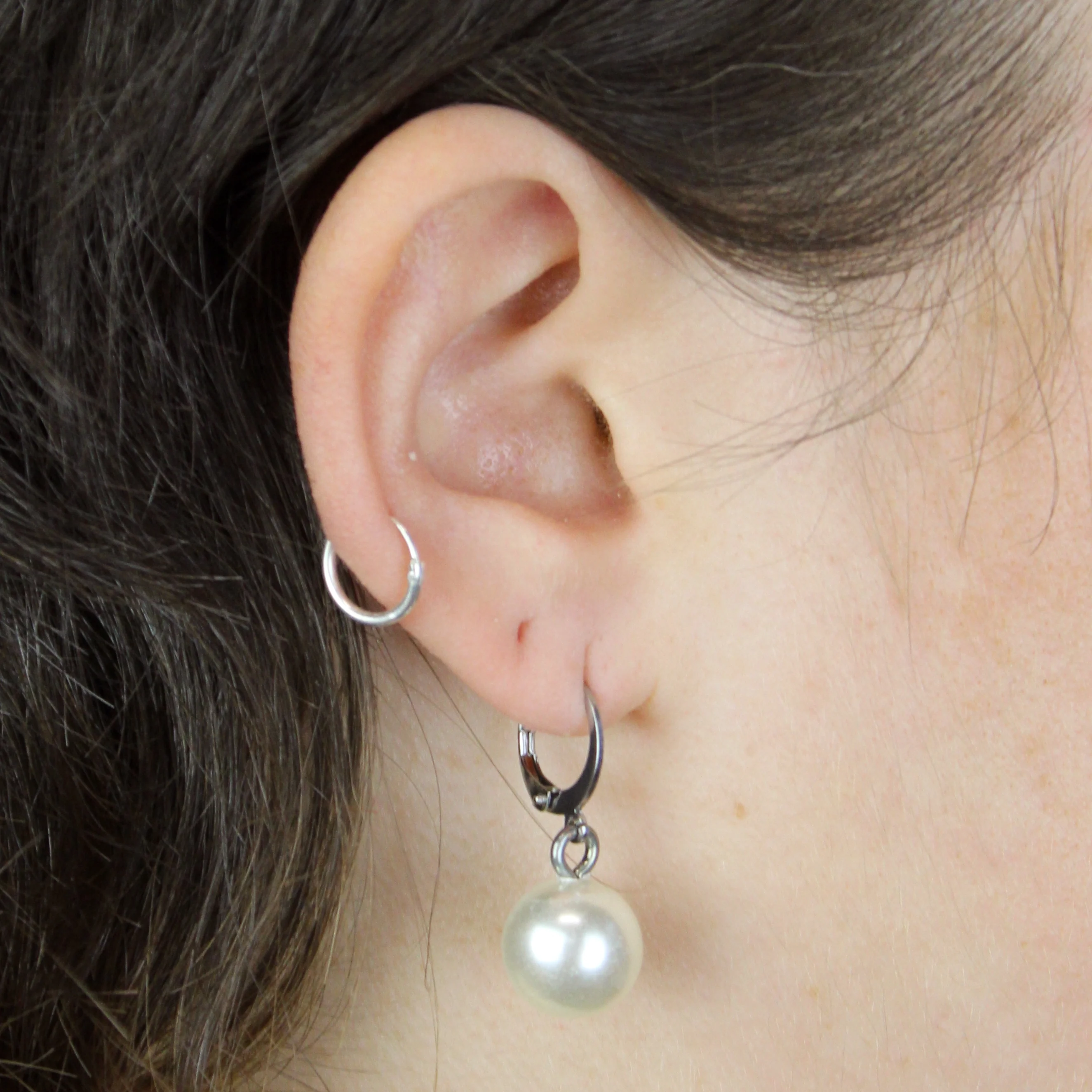Pearl Huggie Hoops - Image 2