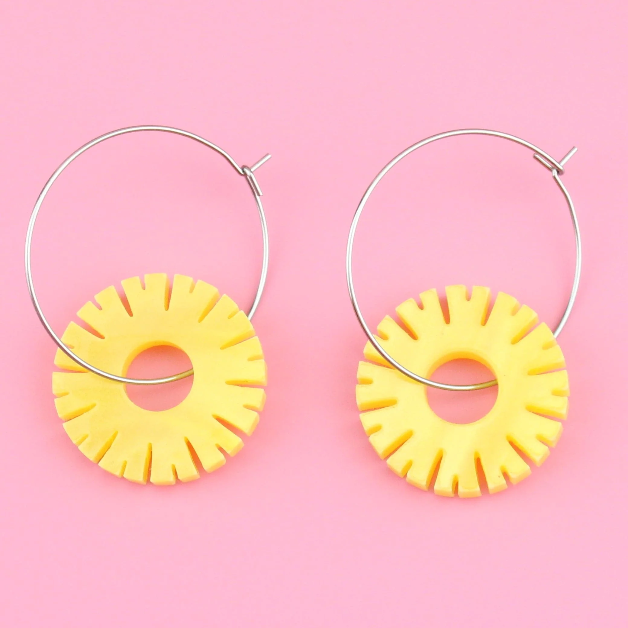 Pineapple Ring Hoop Earrings - Image 2