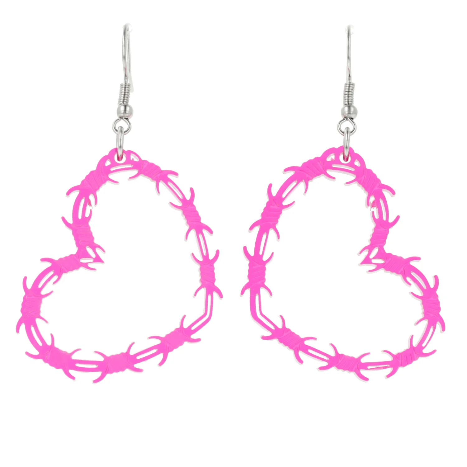 Pink Barbed Wire Heart Earrings - Image 7