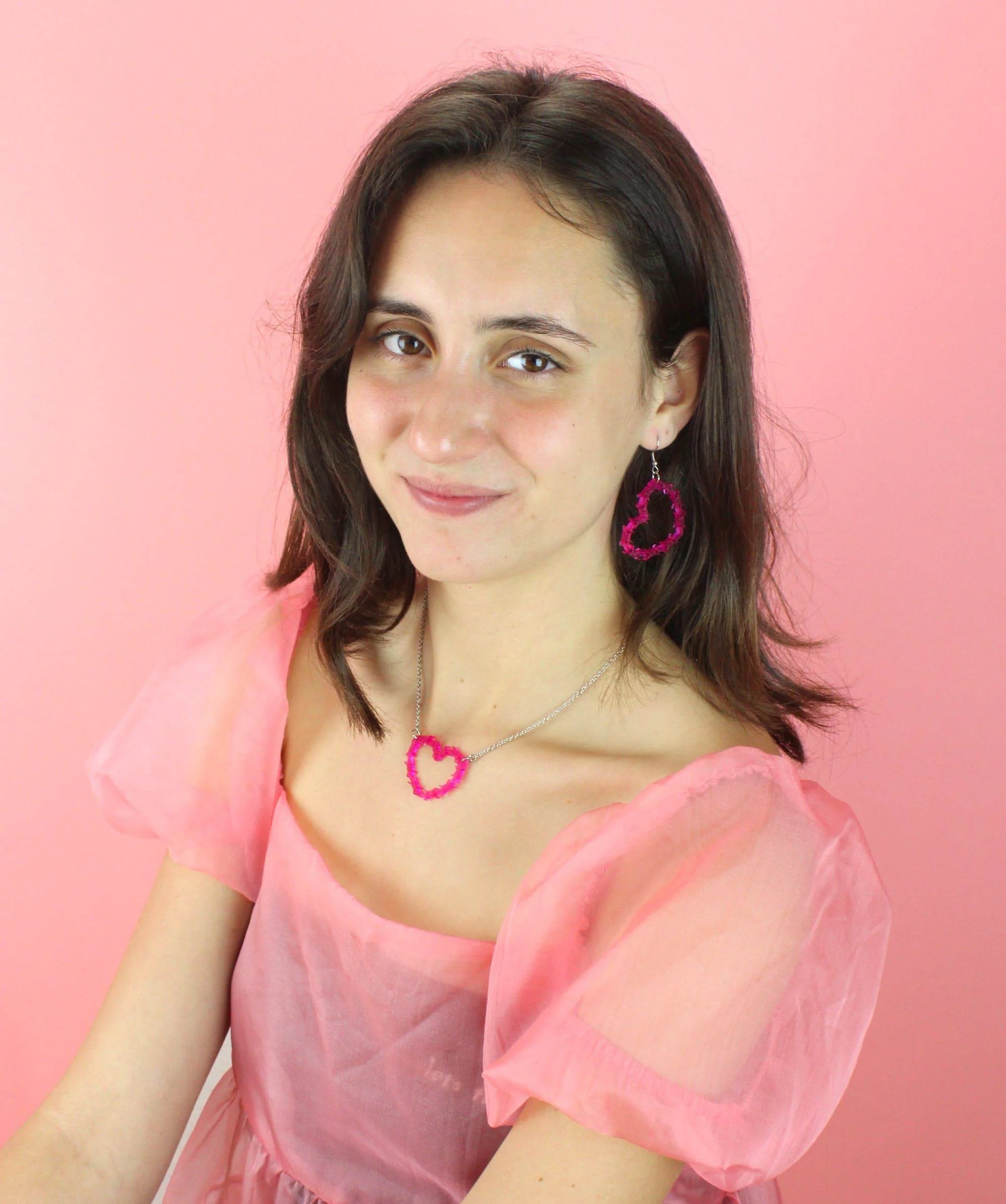 Pink Barbed Wire Heart Earrings - Image 8