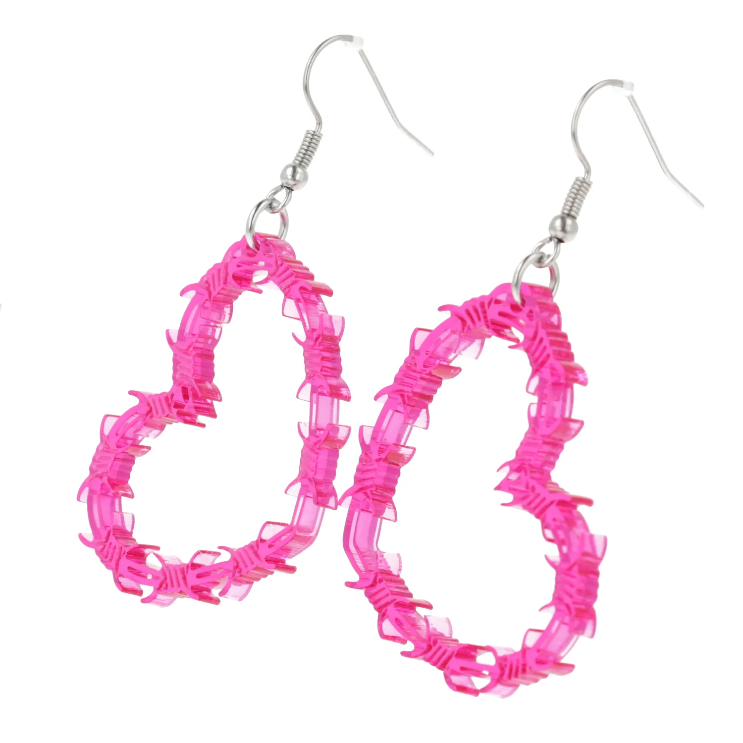 Pink Barbed Wire Heart Earrings - Image 9
