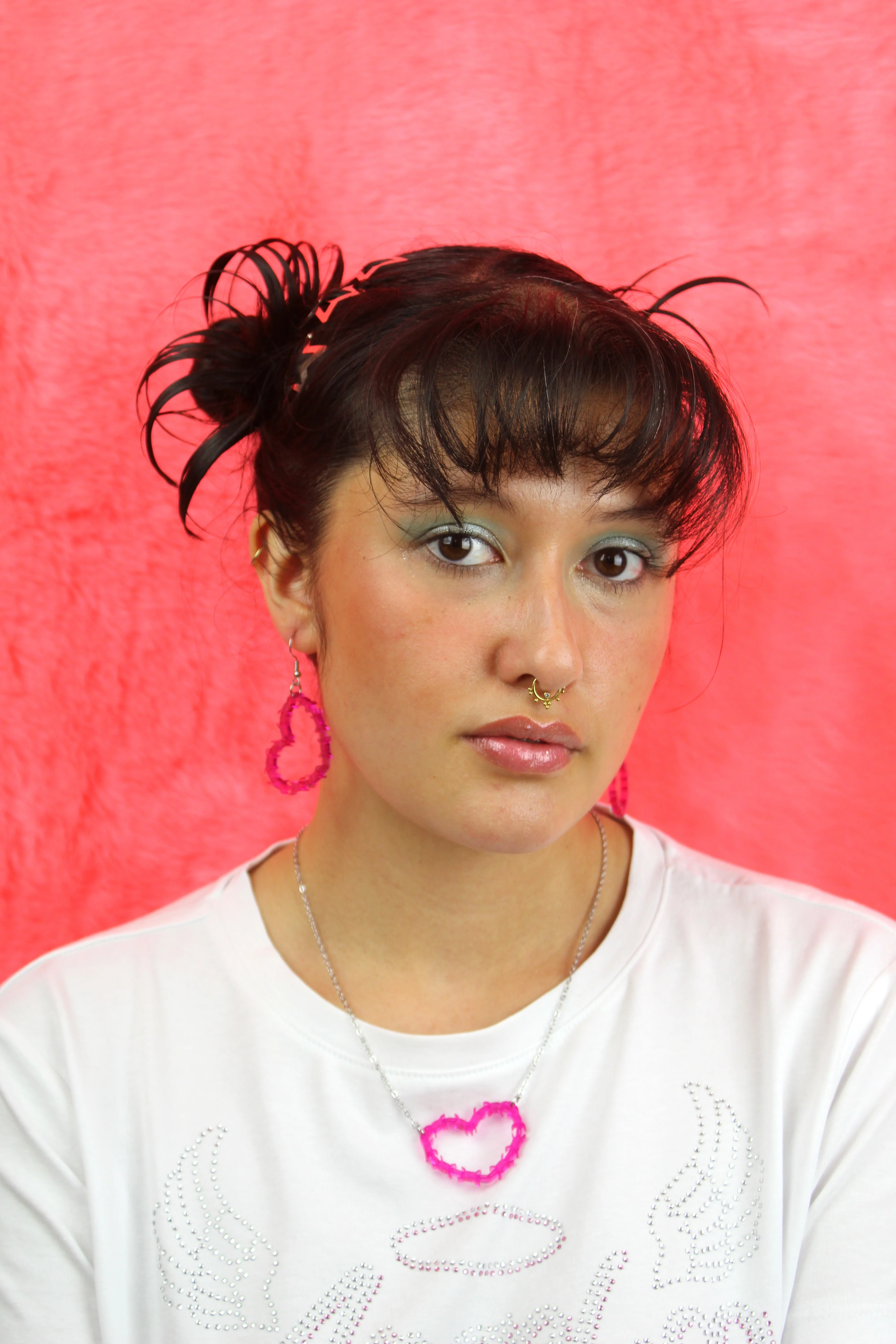 Pink Barbed Wire Heart Earrings - Image 3