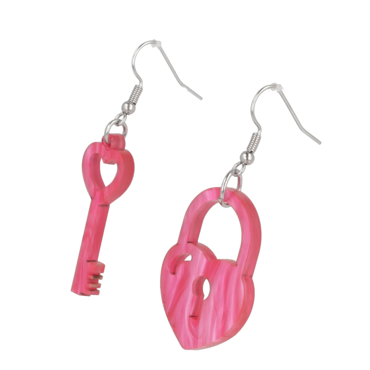 Pink Marble Key To My Heart Earrings - Image 8