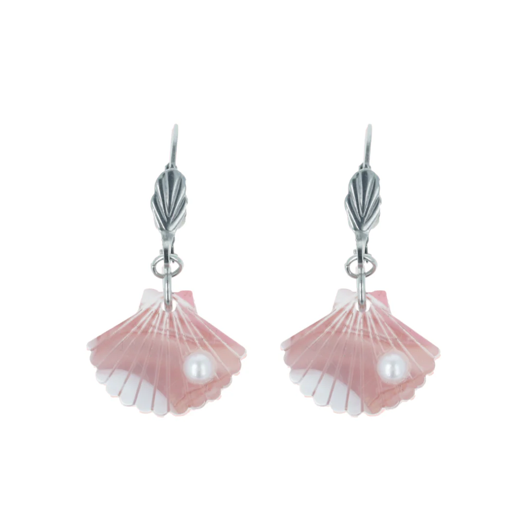 Pink Marble Shell Earrings - Image 4