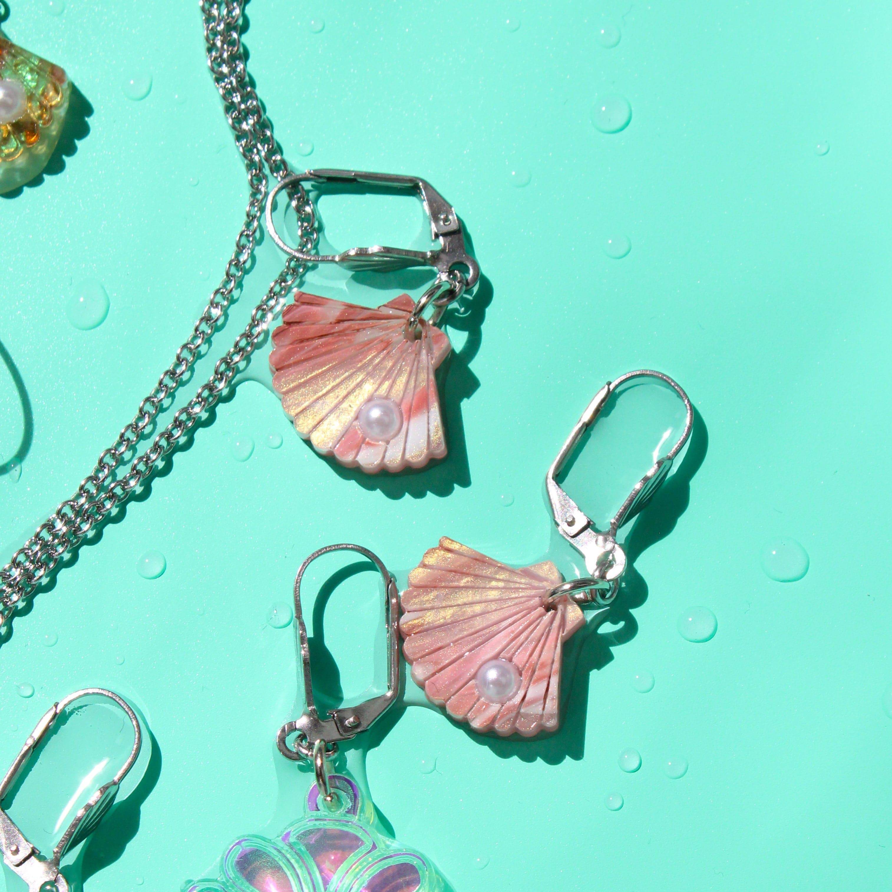 Pink Marble Shell Earrings - Image 9
