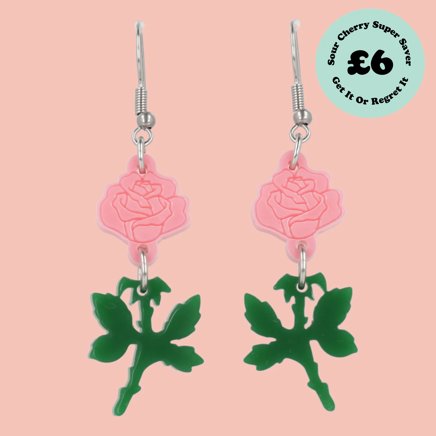 Pink Rose Earrings