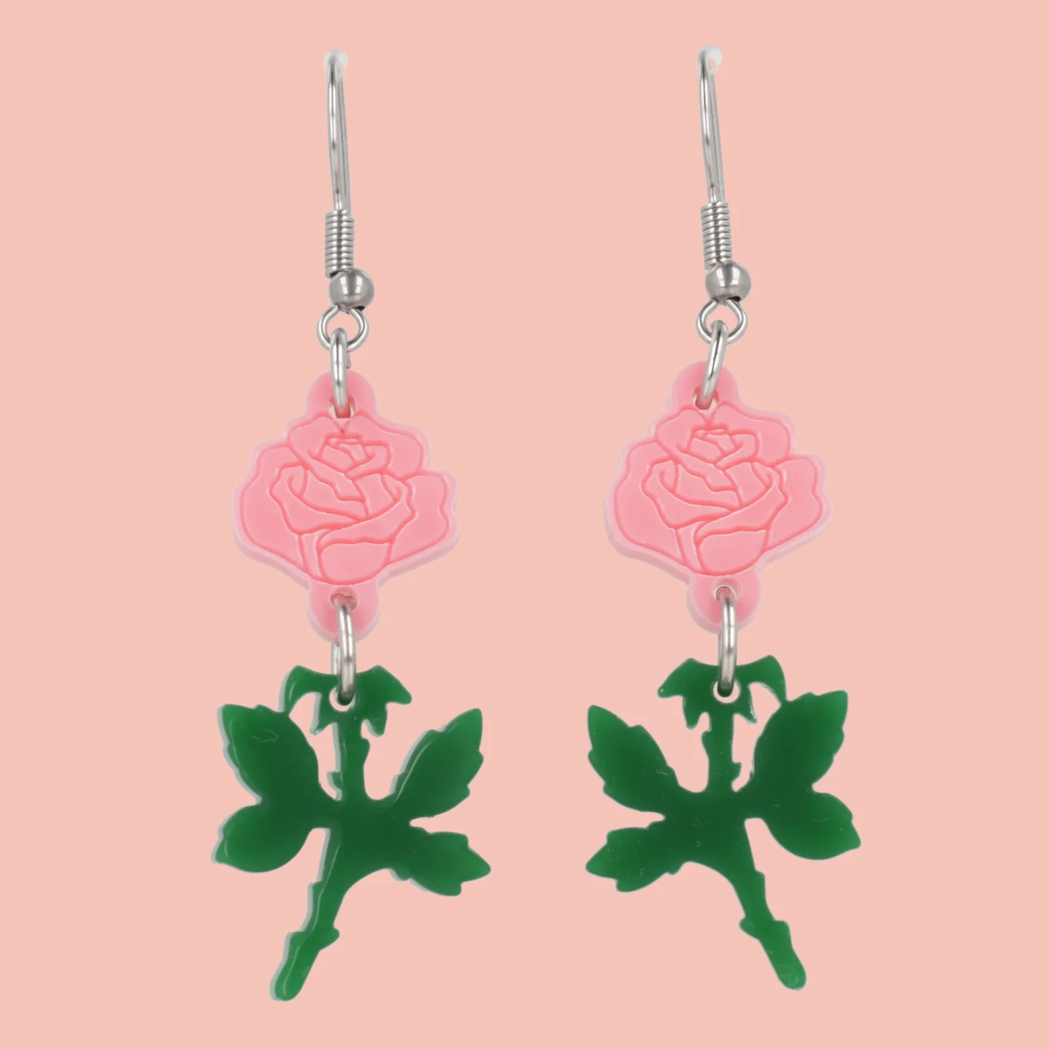 Pink Rose Earrings - Image 2