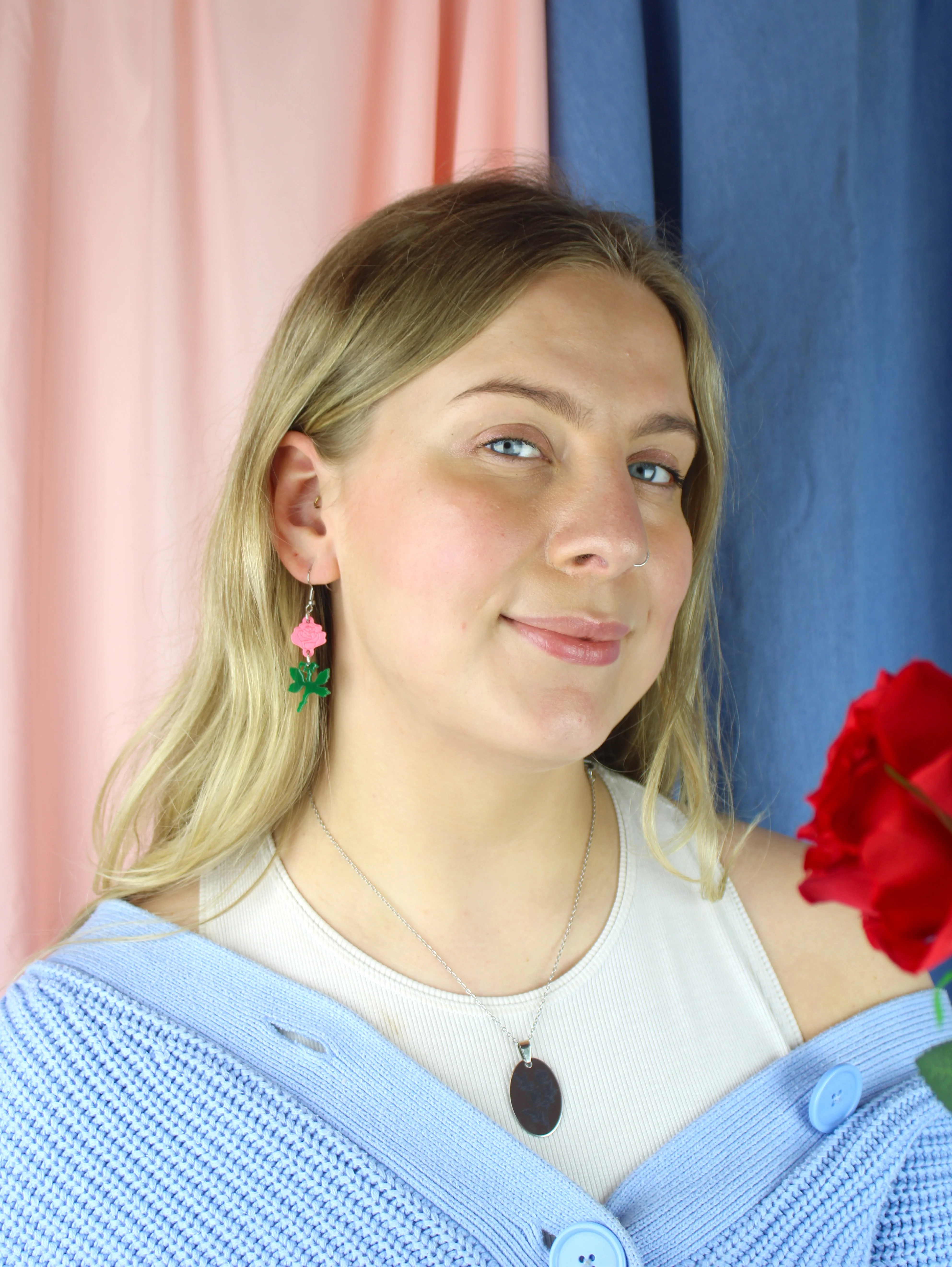 Pink Rose Earrings - Image 5