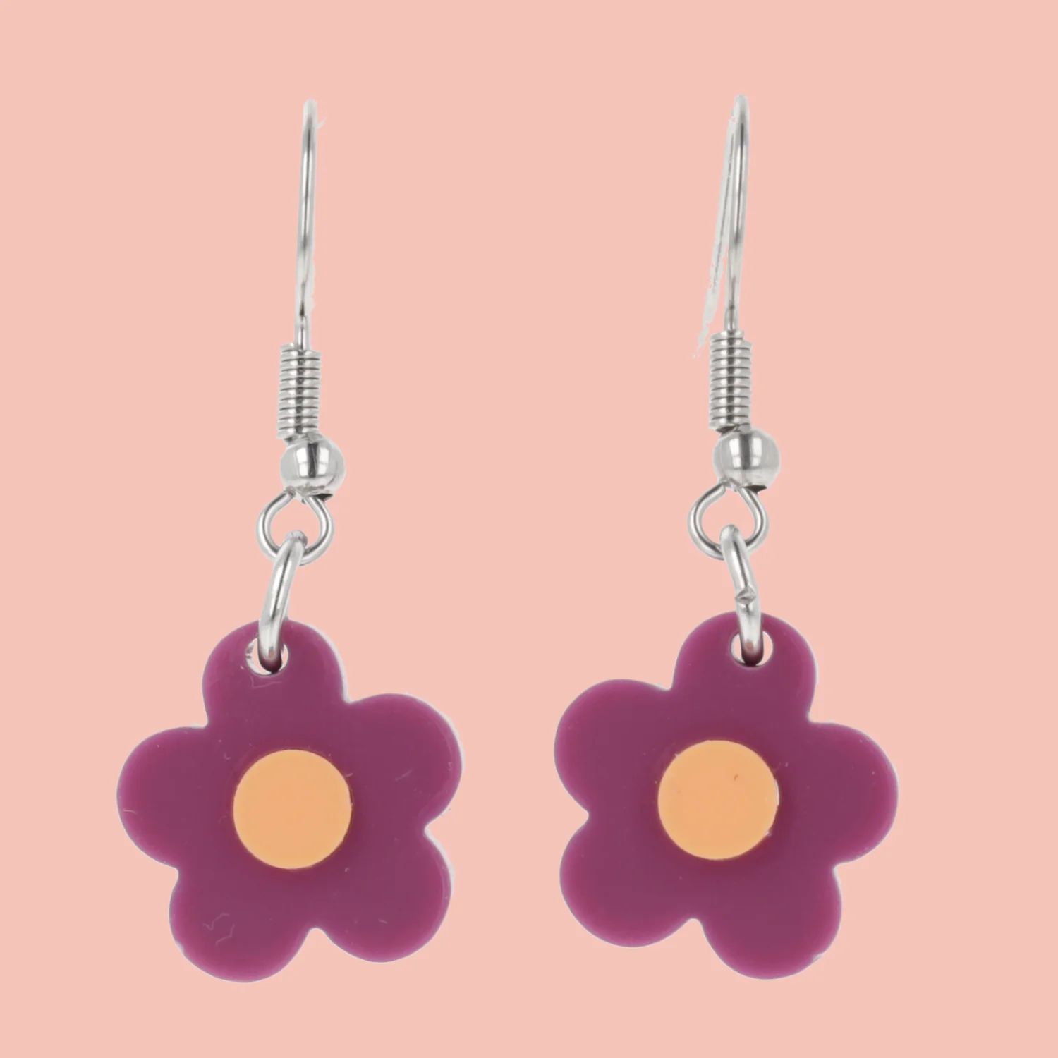 Plum Autumn Botanical Flower Earrings - Image 2