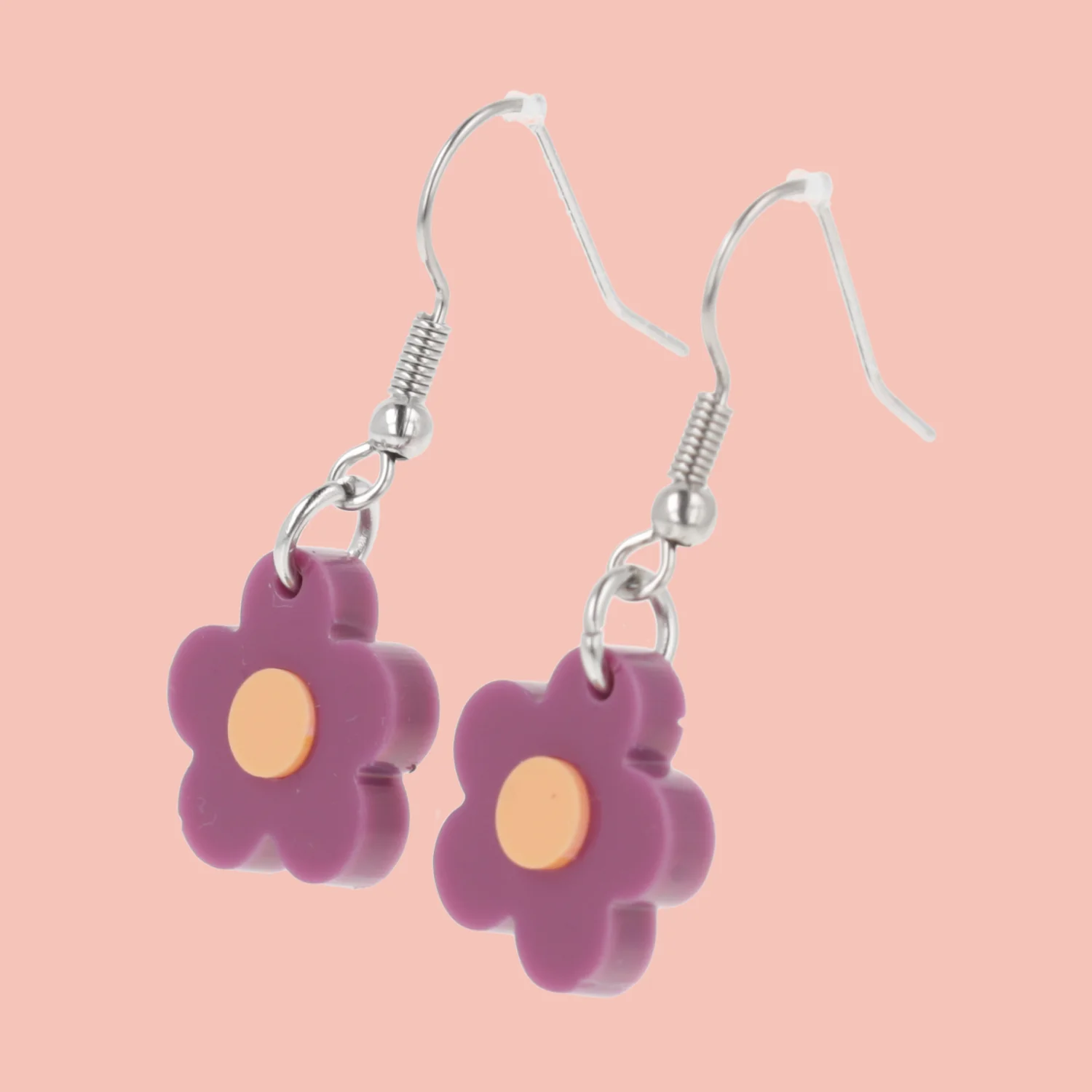 Plum Autumn Botanical Flower Earrings - Image 3