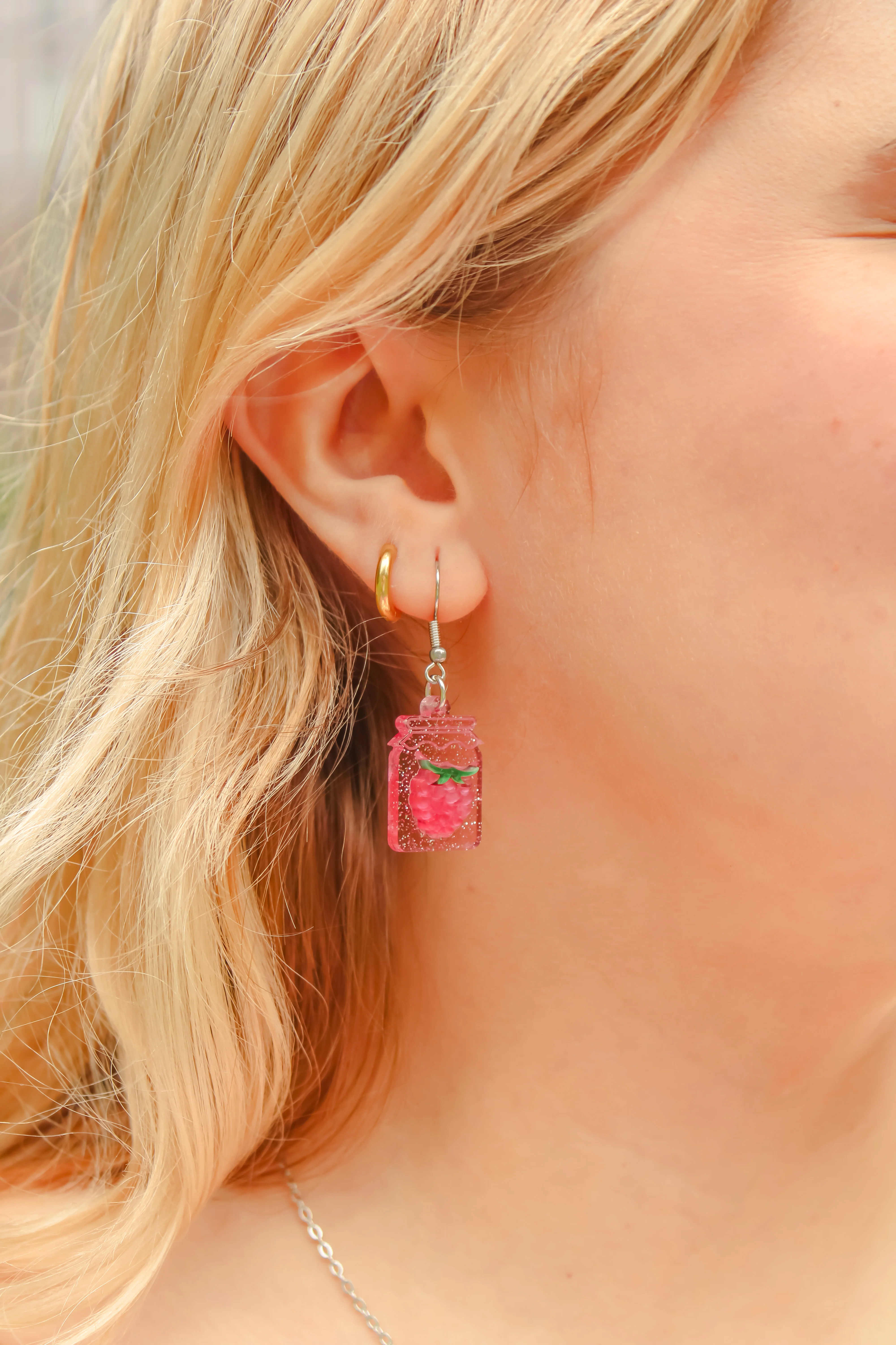 Pump Up The Jam Earrings - Raspberry - Image 3