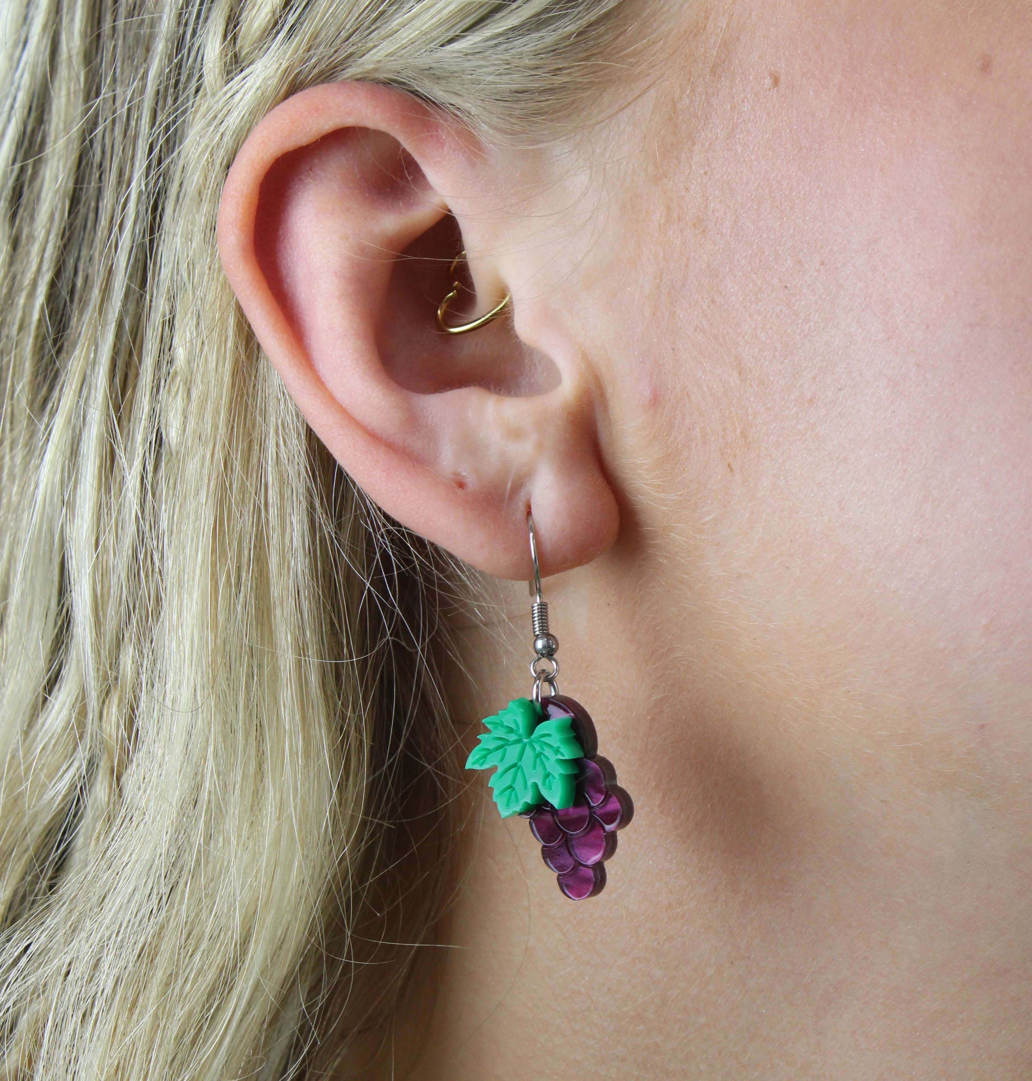 Purple Grapes Earrings (Marble) - Image 3