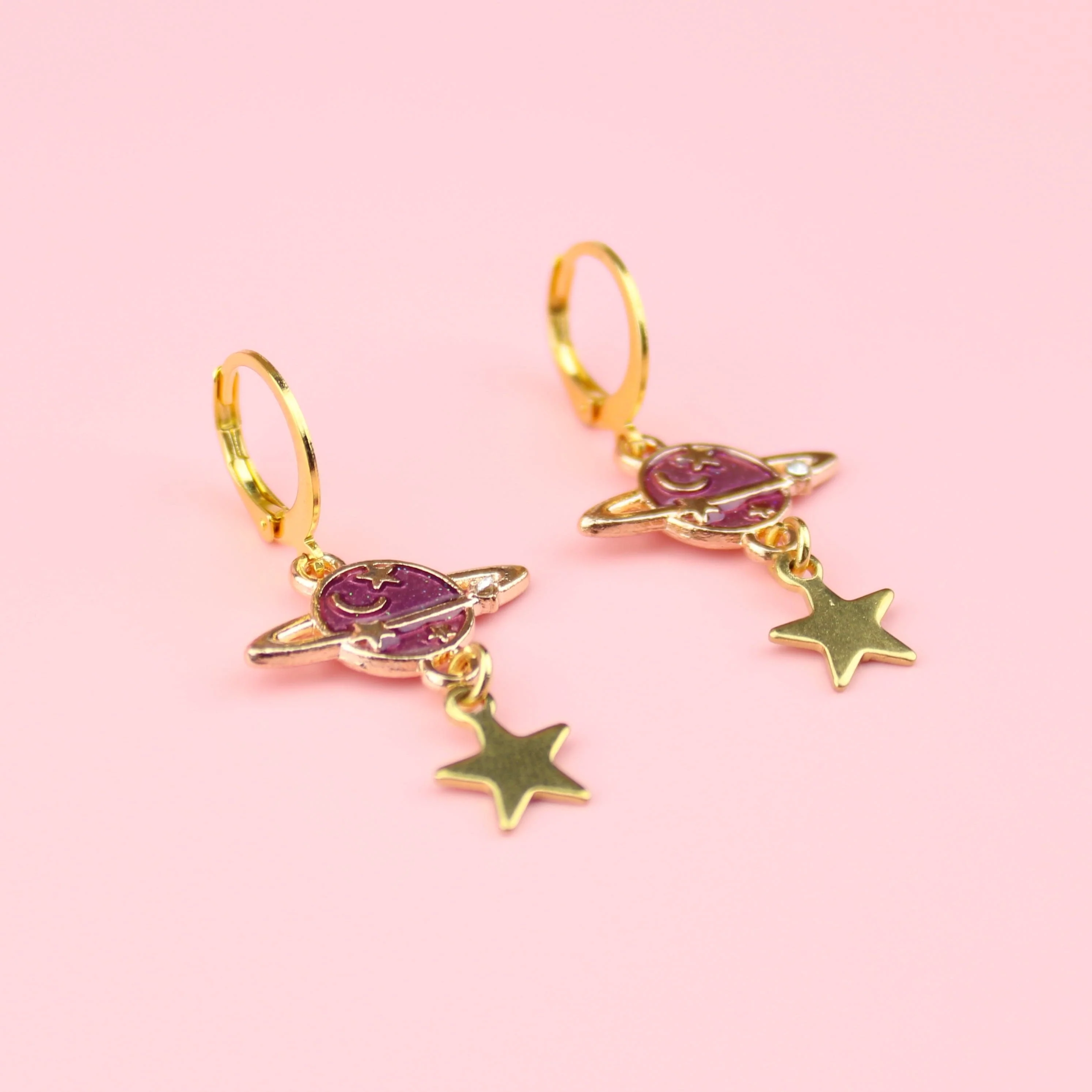 Purple Milky Way Hoop Earrings - Image 2