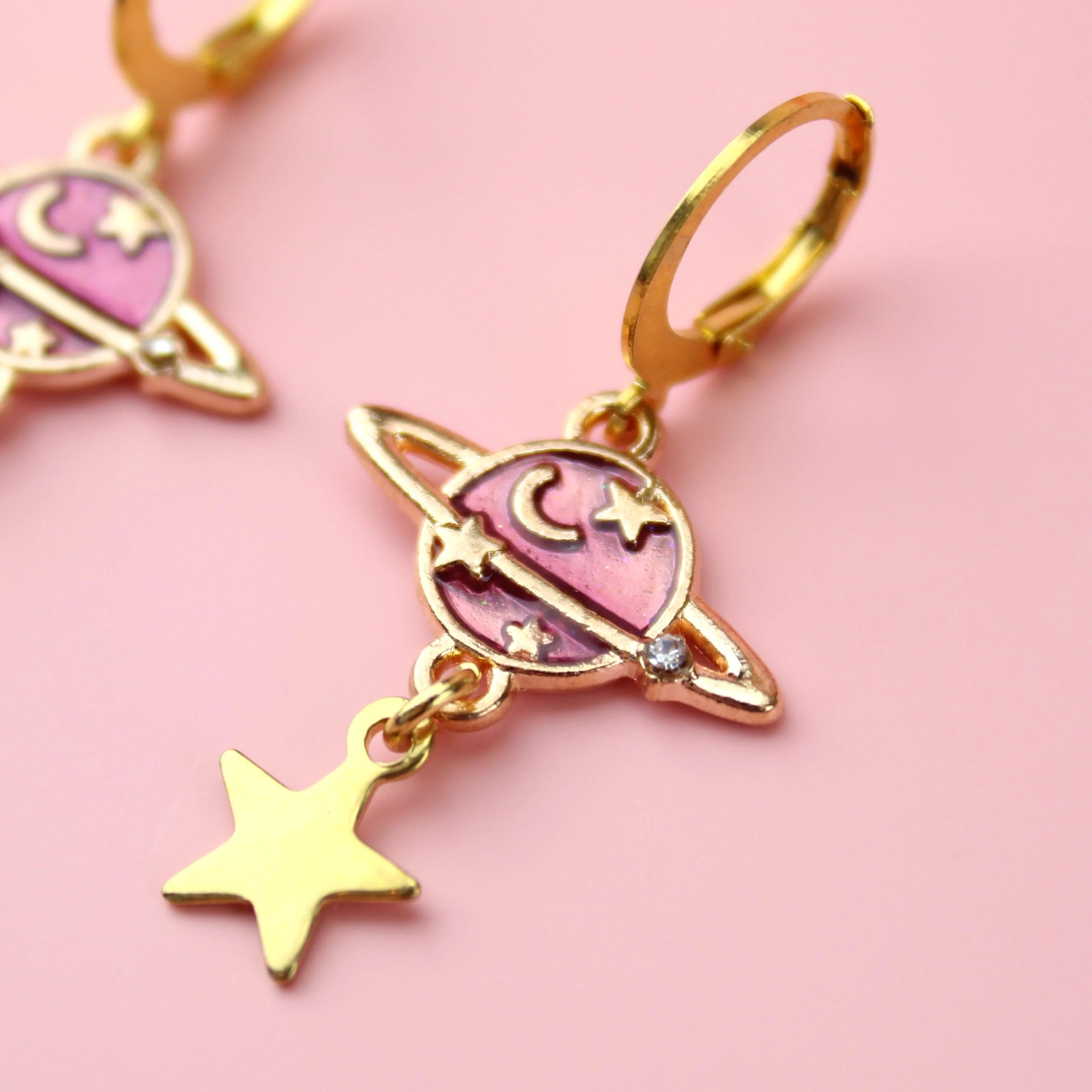 Purple Milky Way Hoop Earrings - Image 3