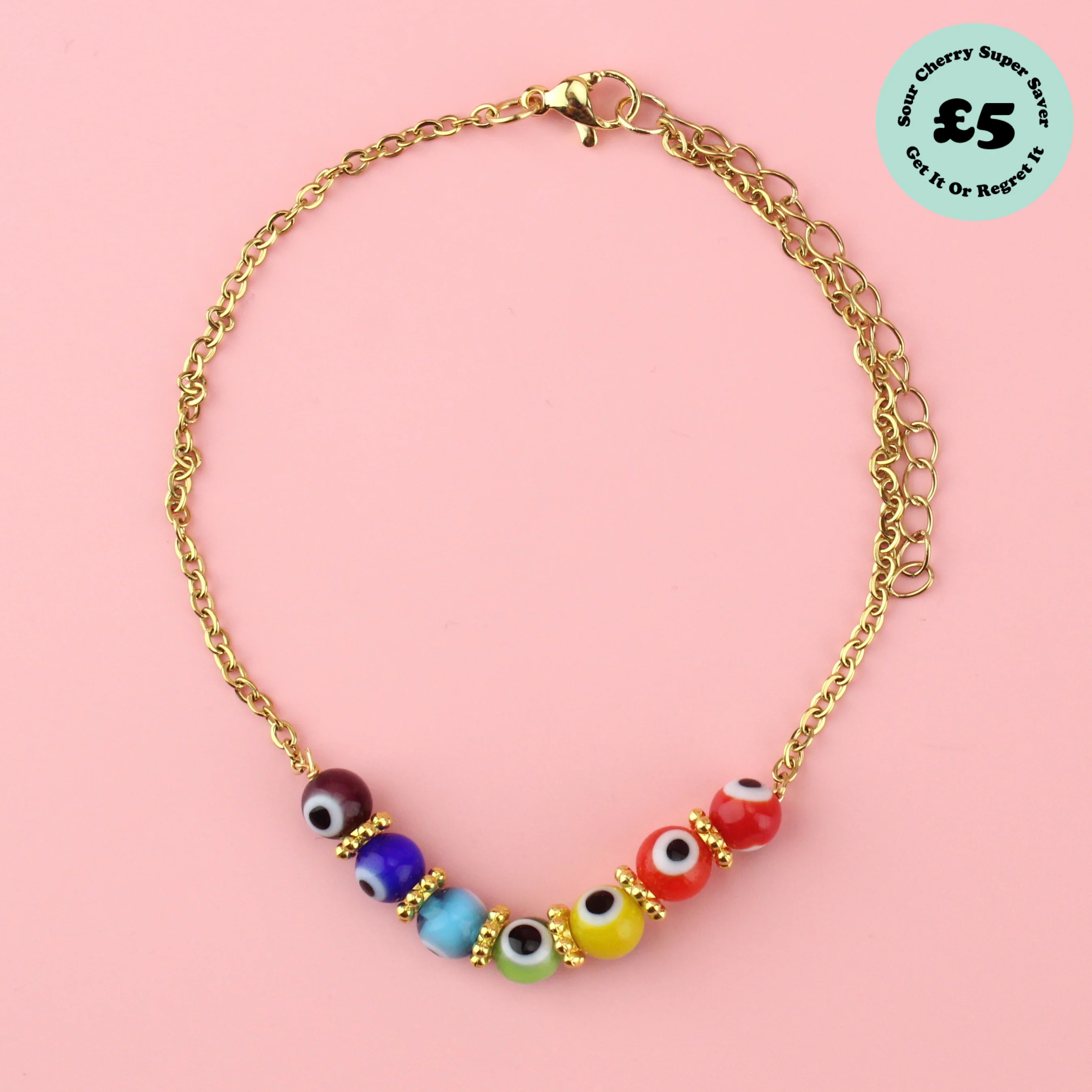 Rainbow Evil Eye Anklet
