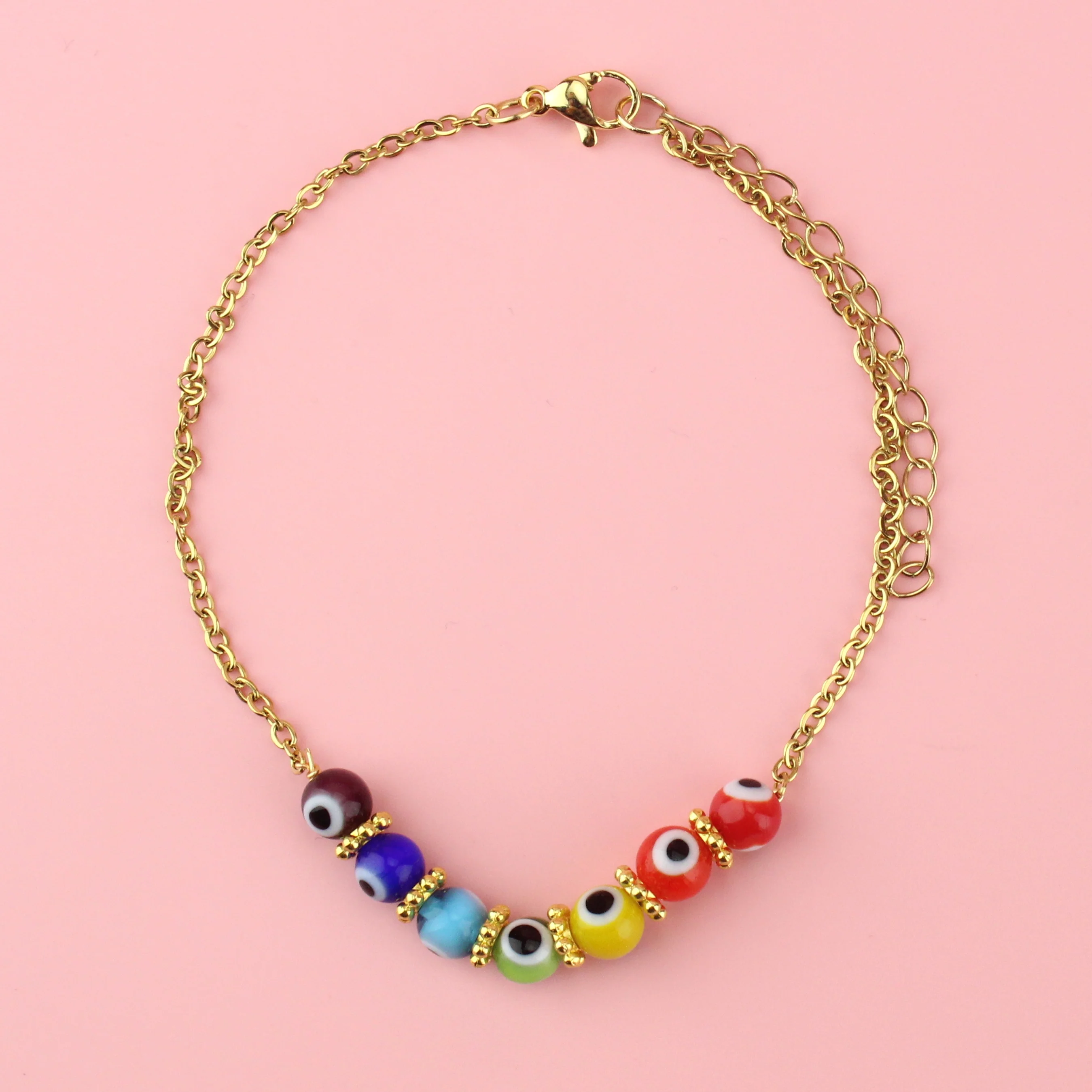 Rainbow Evil Eye Anklet - Image 2