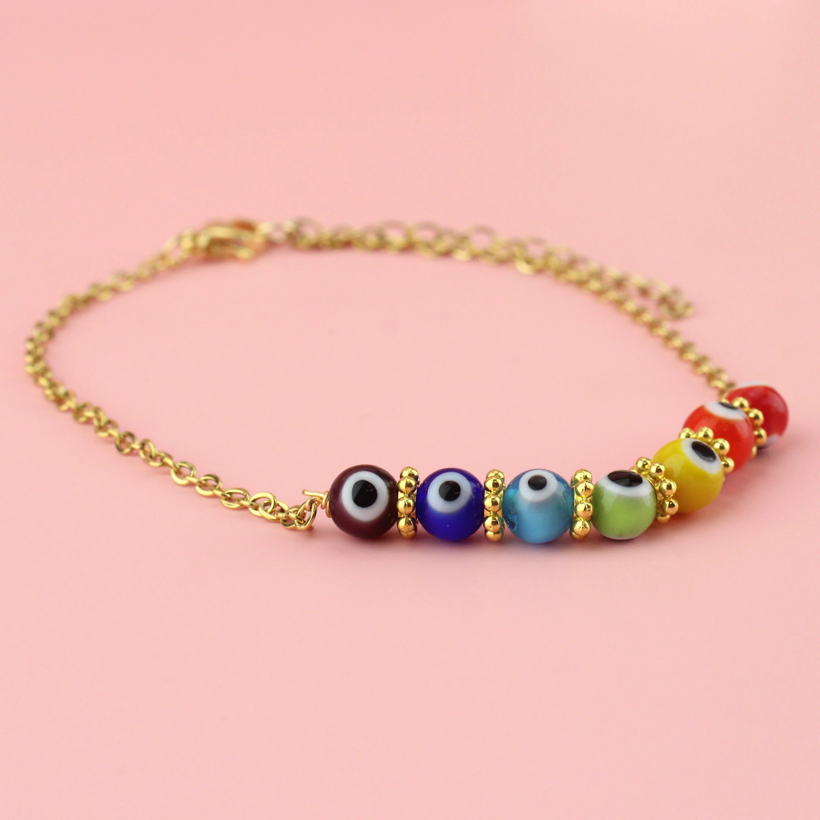 Rainbow Evil Eye Anklet - Image 3