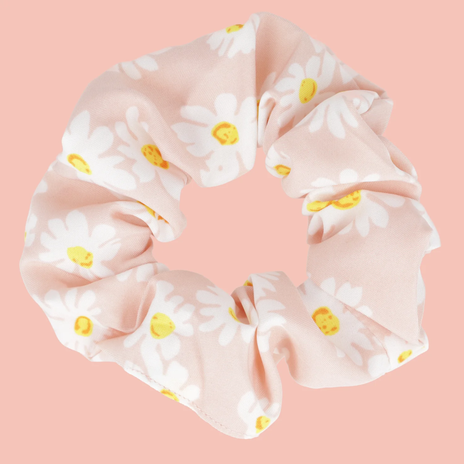 Daisy Print Scrunchie - Pink