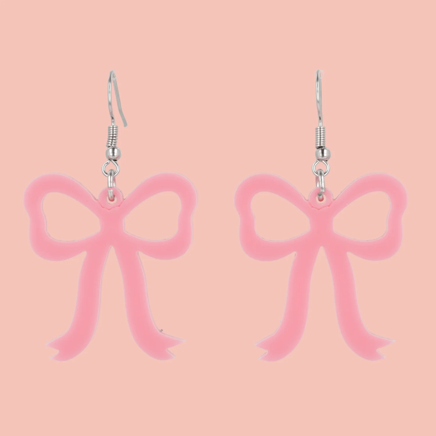 Rose Pink Bow Earrings - Image 2