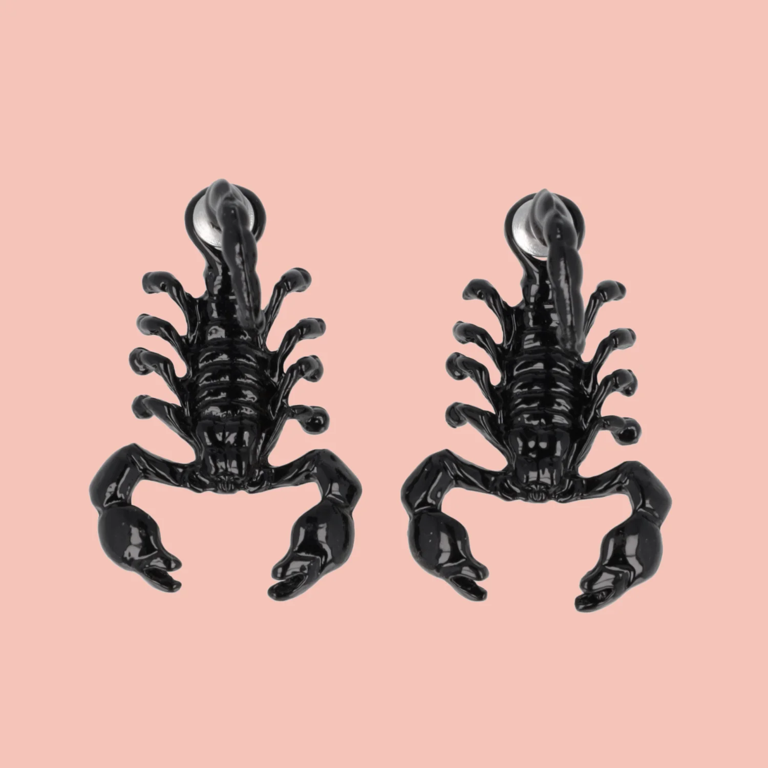 Shiny Black Scorpion 2 Piece Stud Earrings