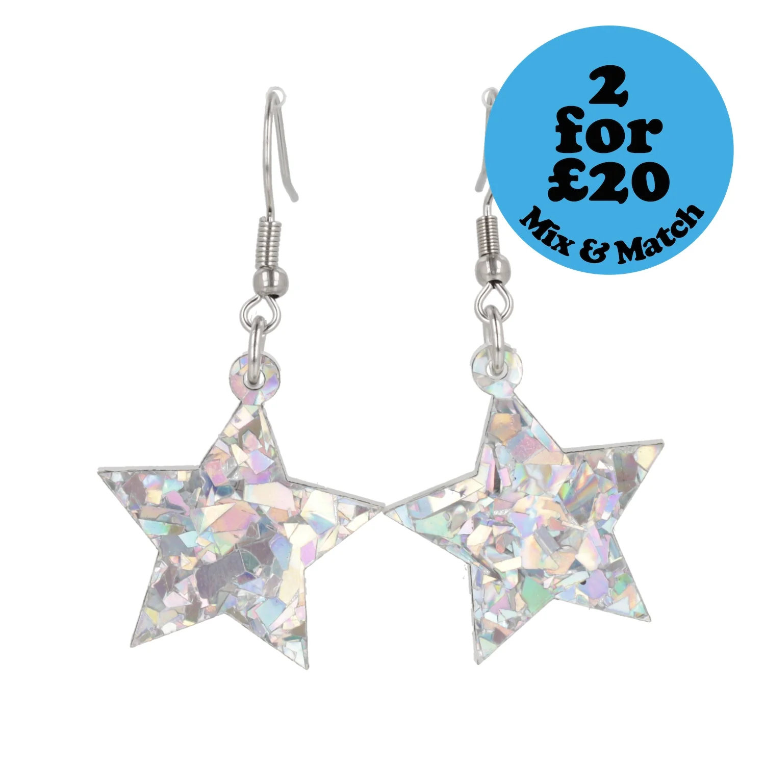 Silver Confetti Stars Earrings