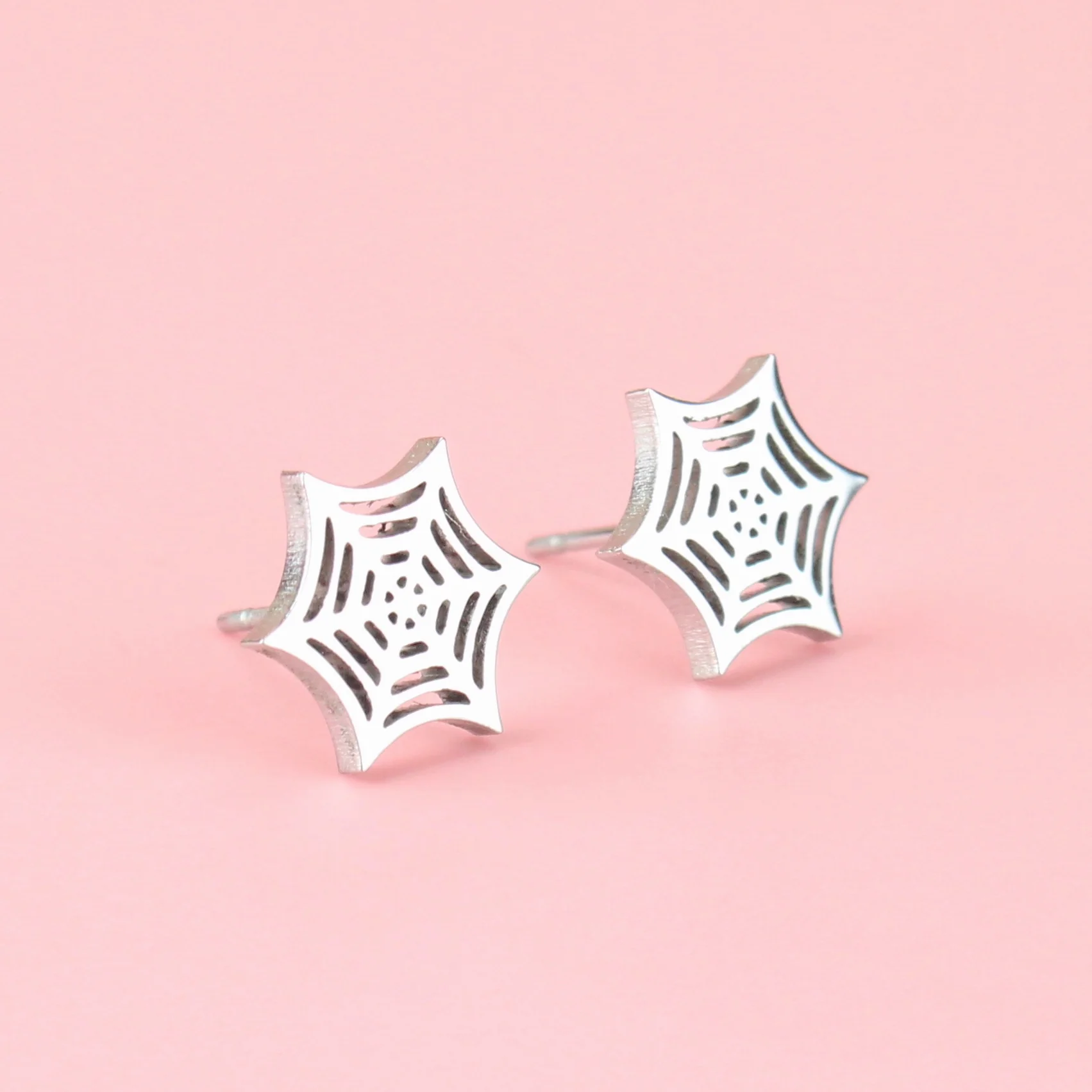 Spider Web Stud Earrings - Image 2