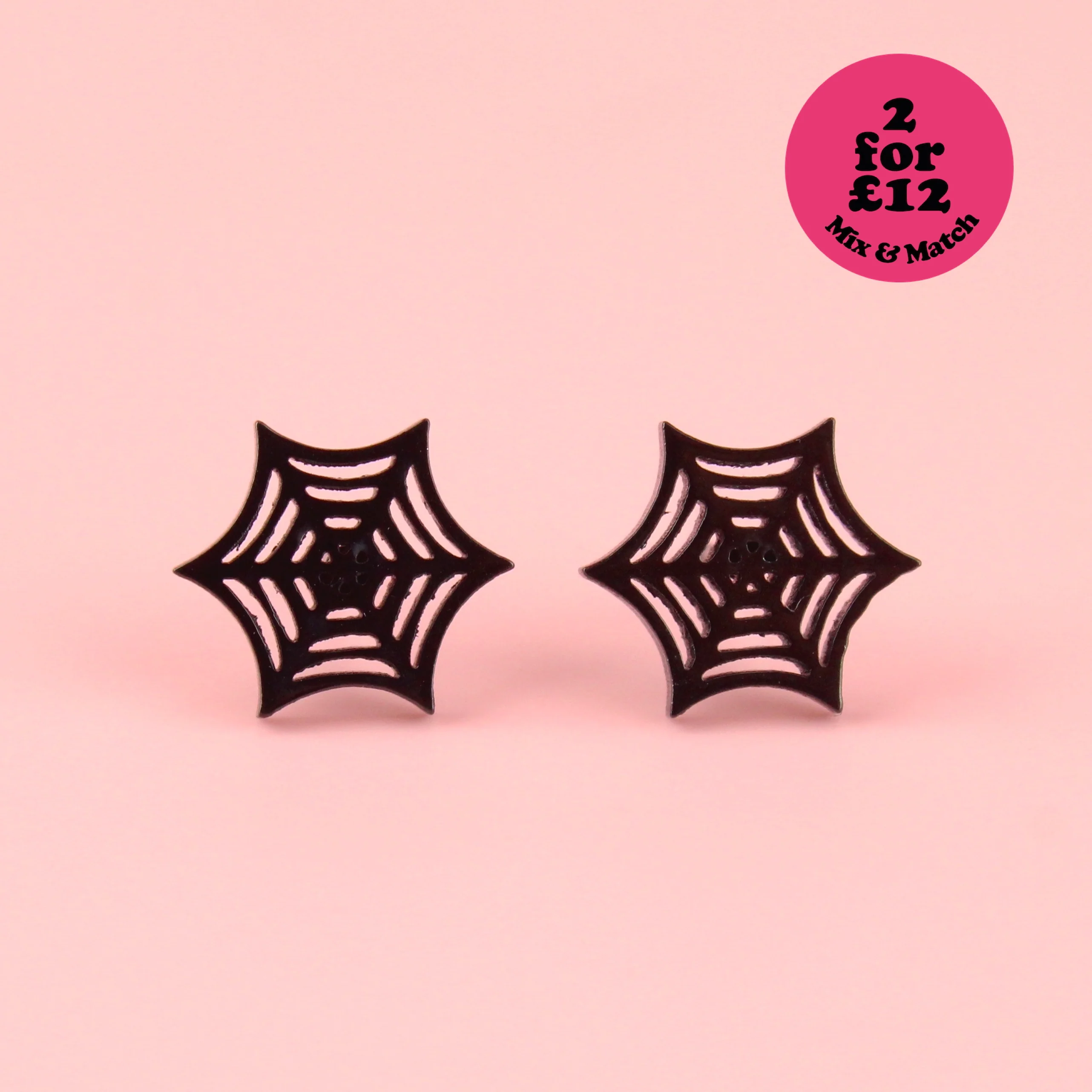 Spider Web Stud Earrings (Black)