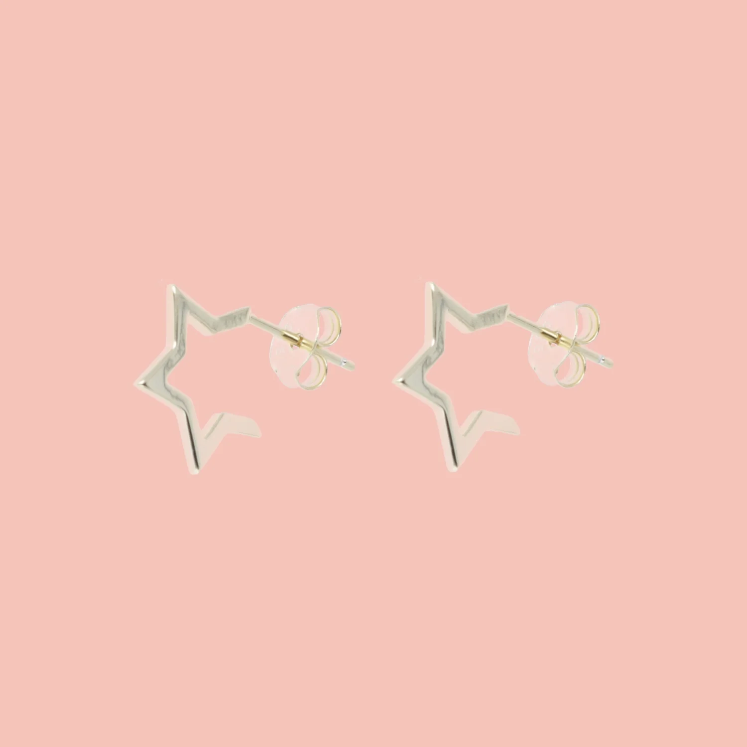 Star Outline Earrings (Gold Plated Sterling Silver) - Image 2
