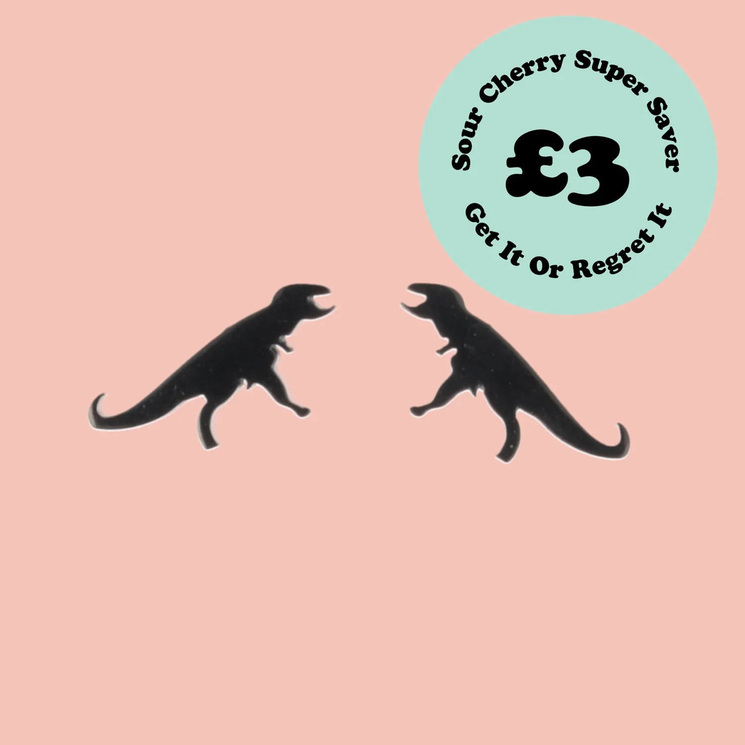 T-Rex Stud Earrings (Black)