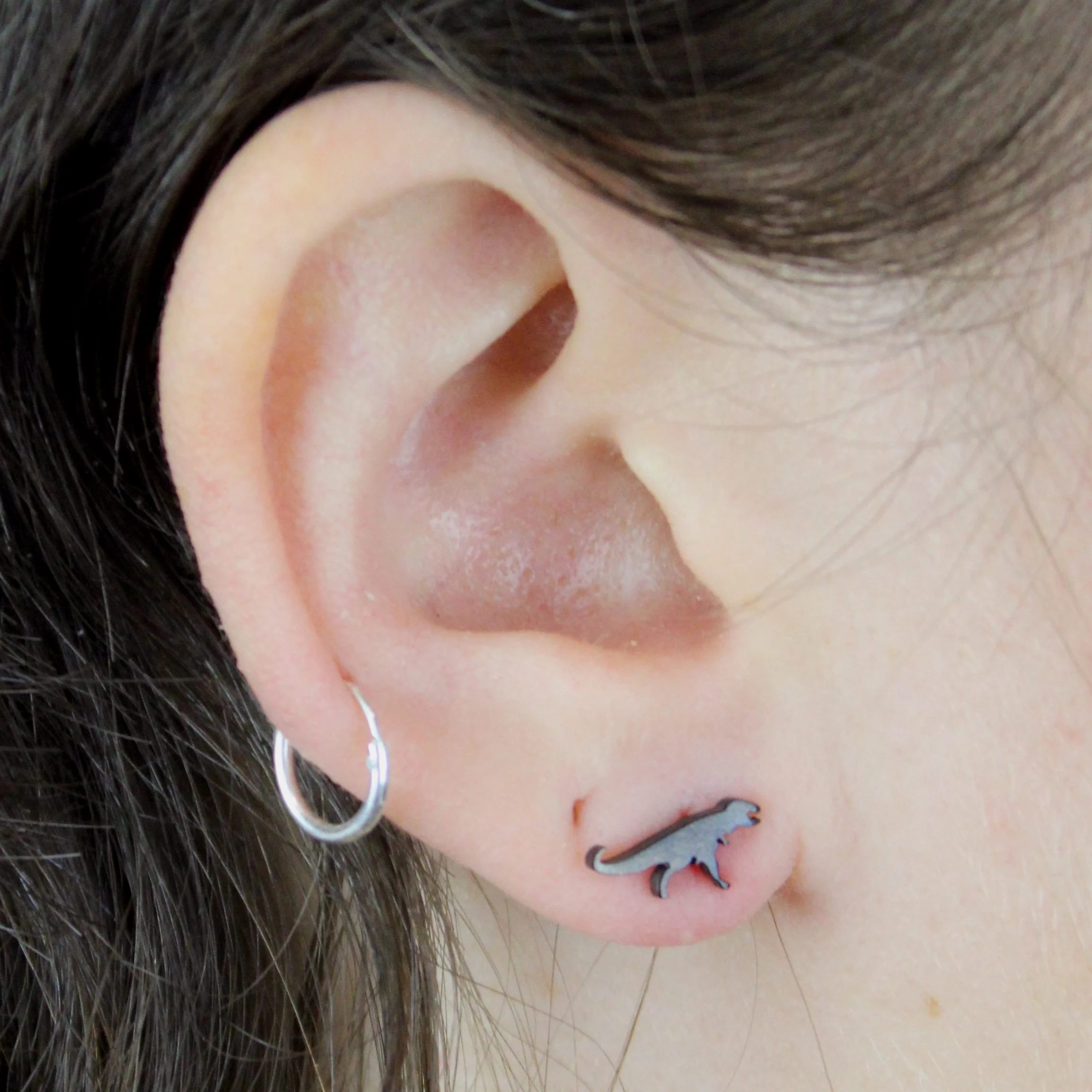 T-Rex Stud Earrings (Black) - Image 3