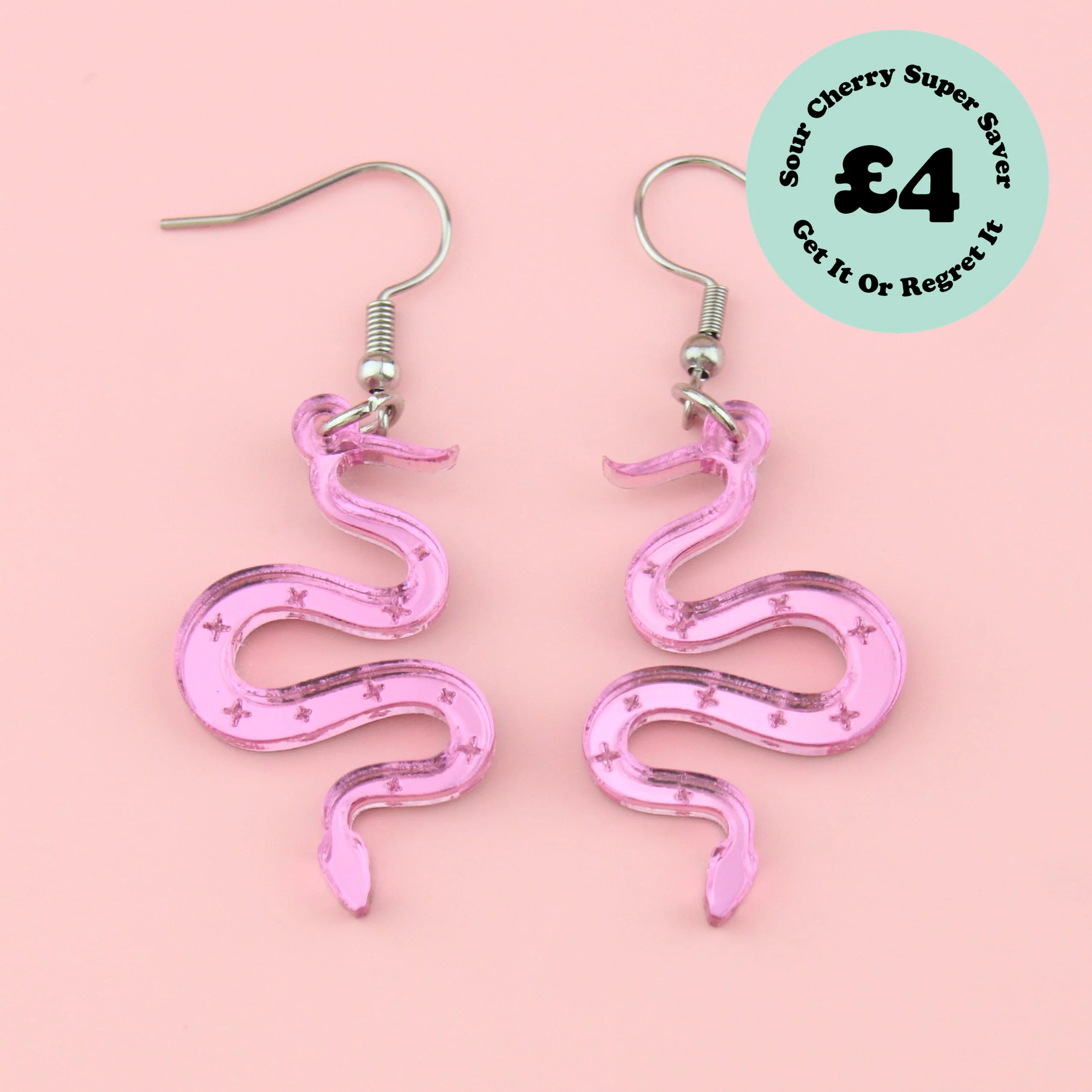 There's a Snake in My Boot Pink Earrings