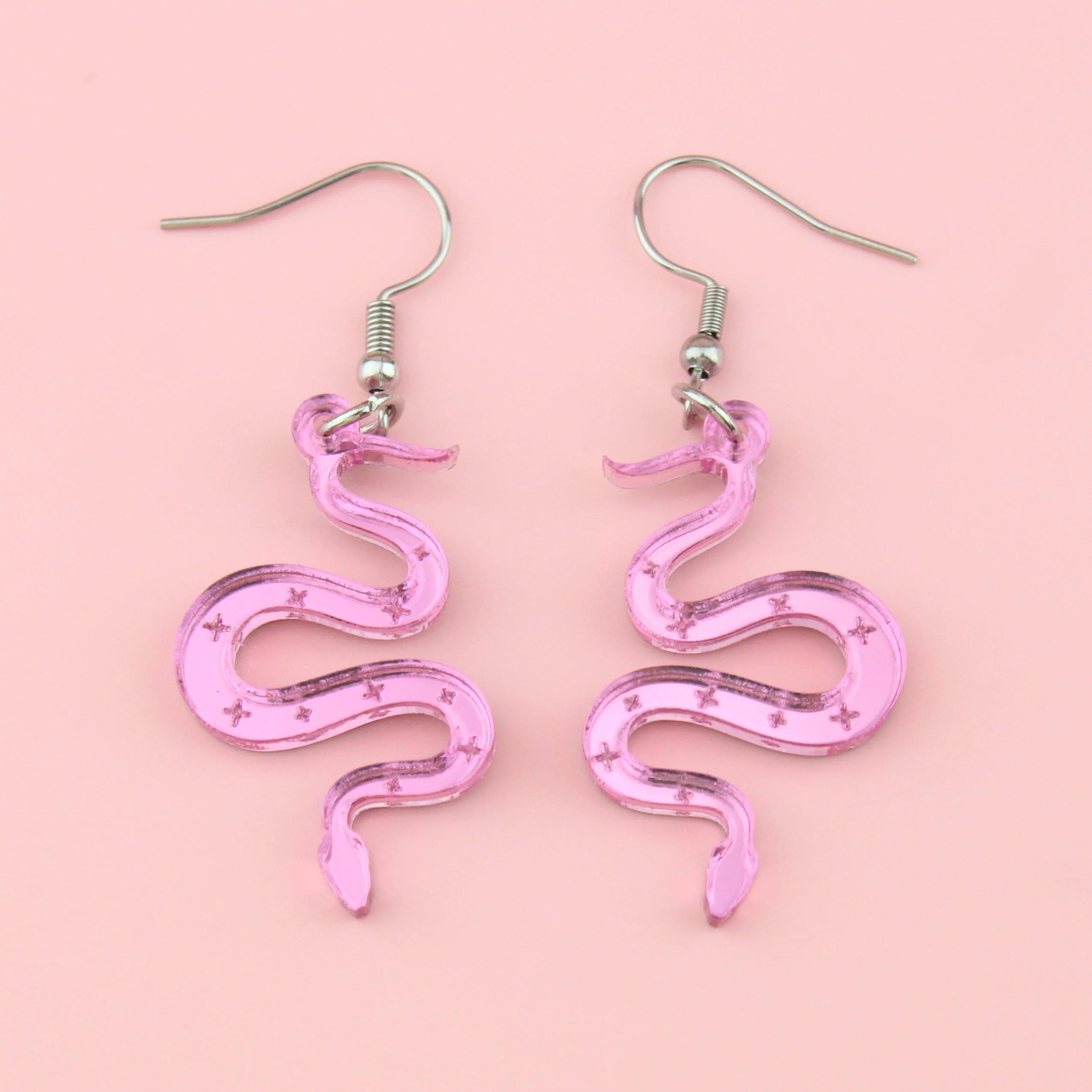 There's a Snake in My Boot Pink Earrings - Image 2