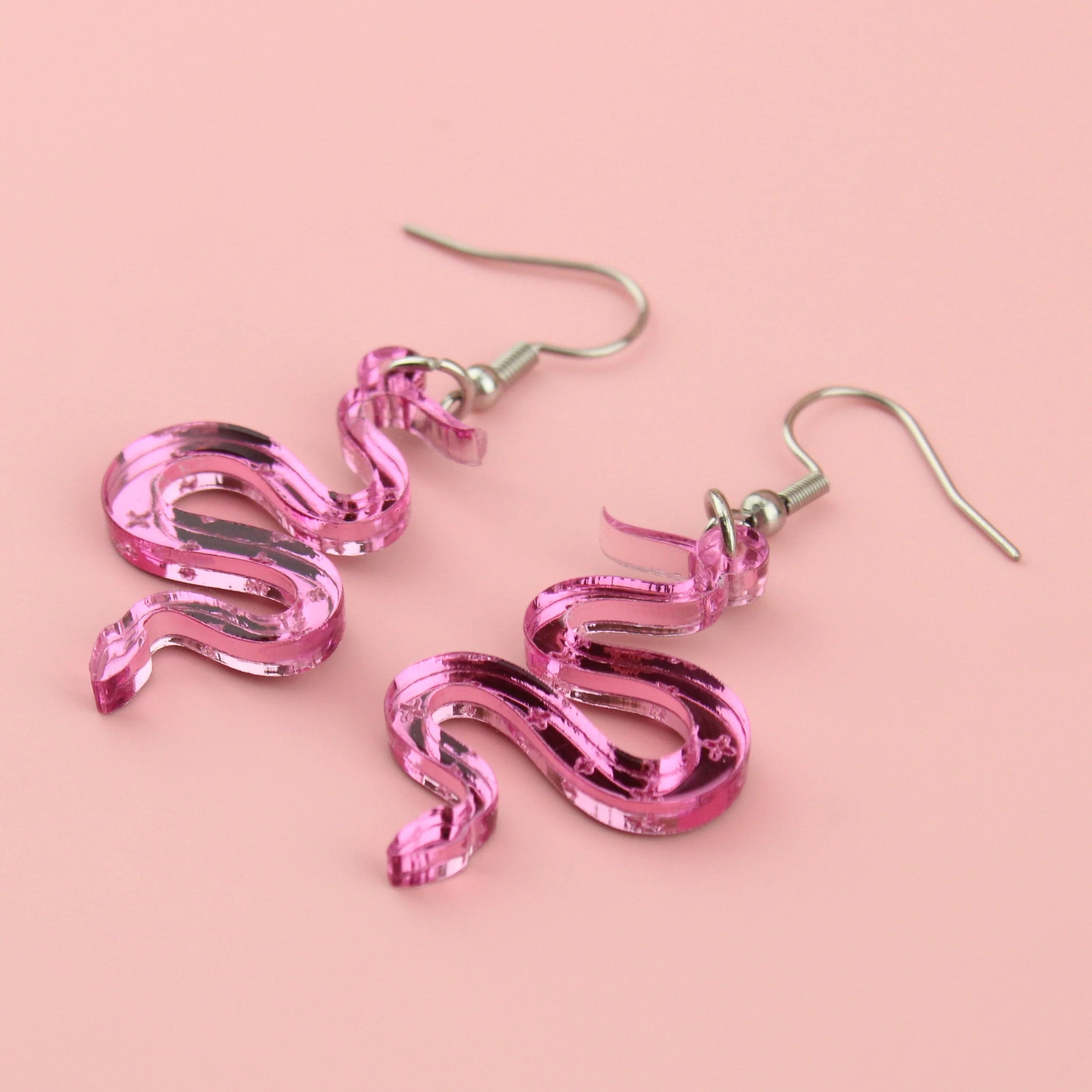 There's a Snake in My Boot Pink Earrings - Image 5