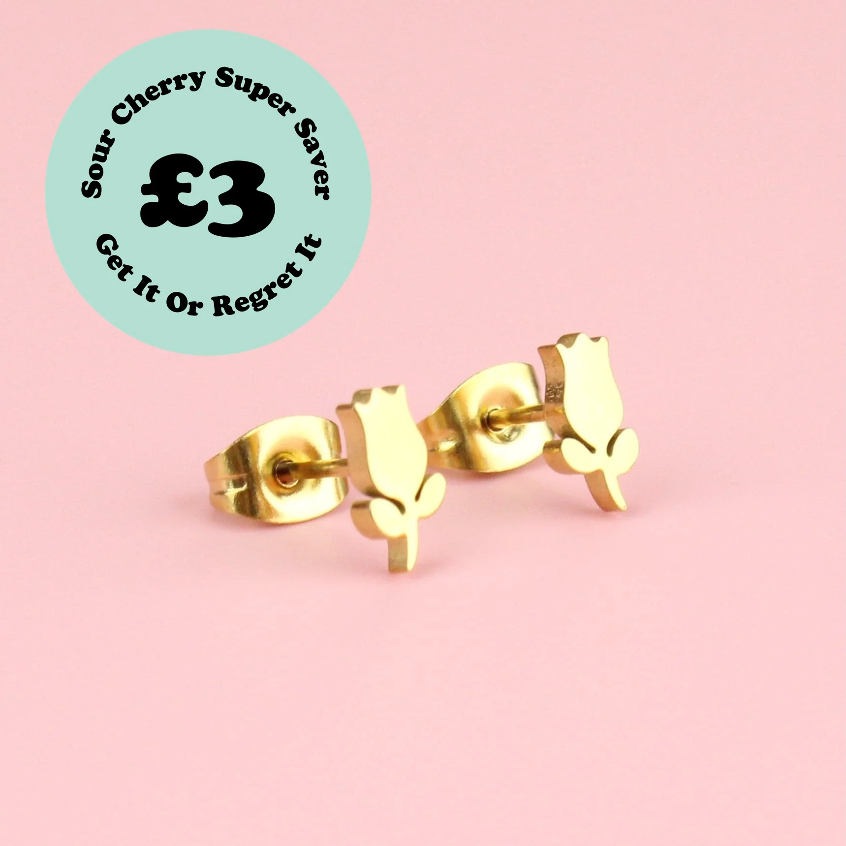 Tiny Tulip Stud Earrings (Gold Plated)